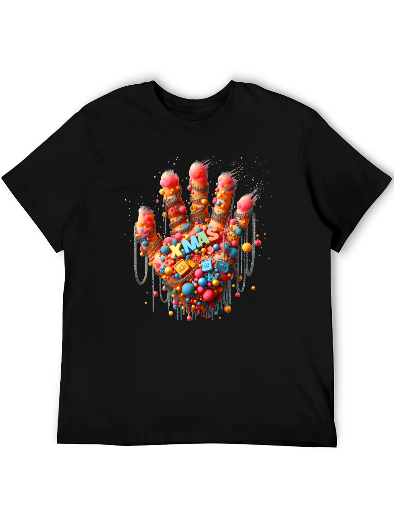 Black Festive Hand Graphic Tee - Holiday Cheer view 5