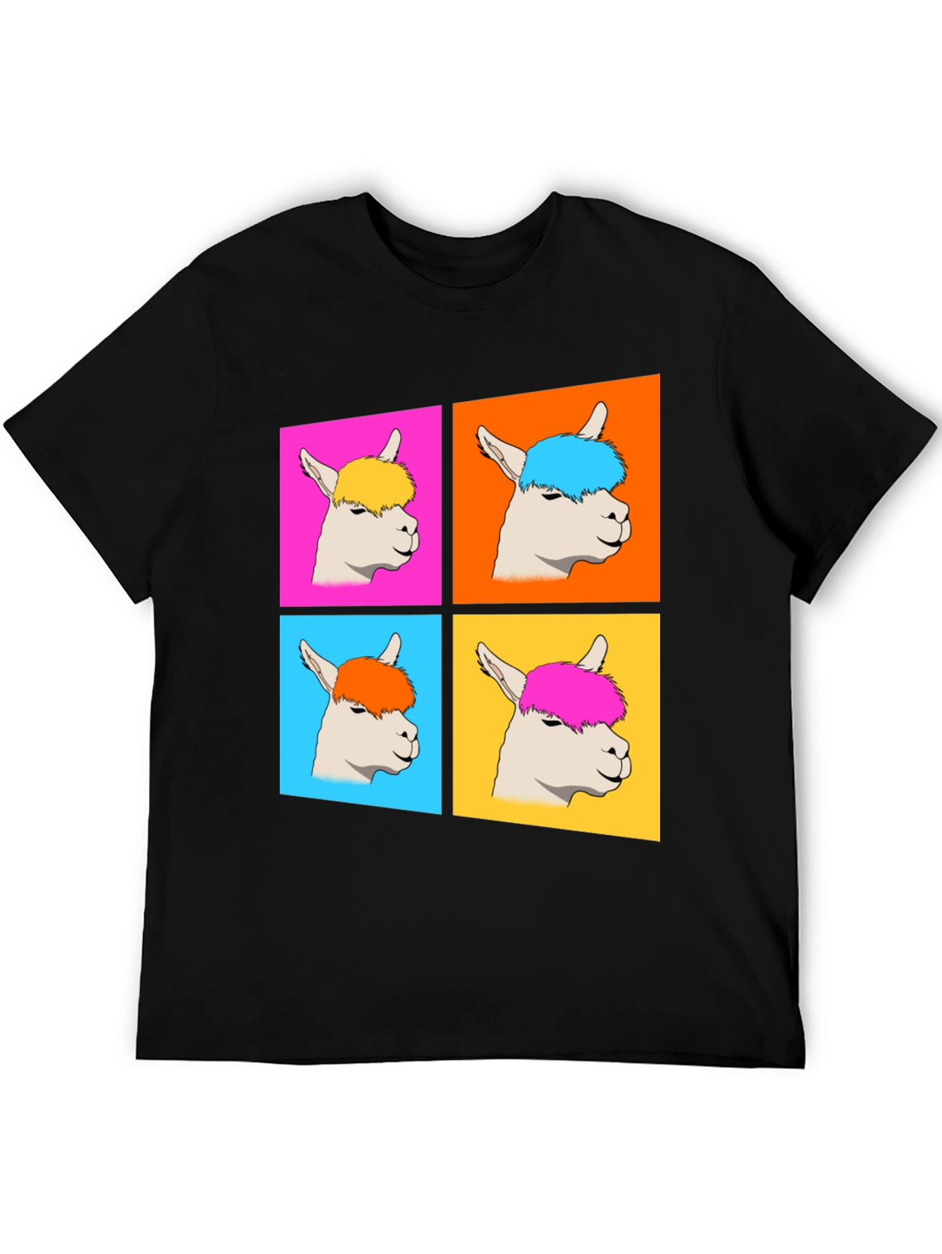 Black Alpaca Pop Art Graphic T-Shirt view 5