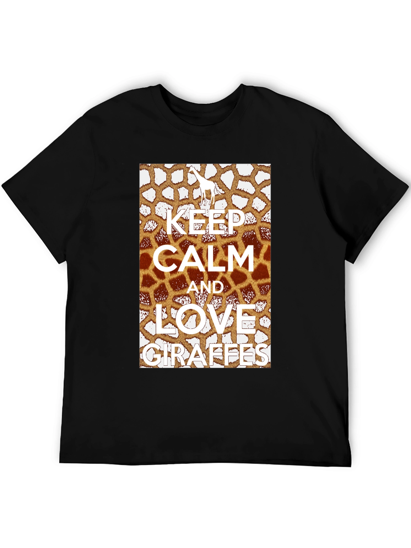 Black Keep Calm Love Giraffes Graphic Tee view 5