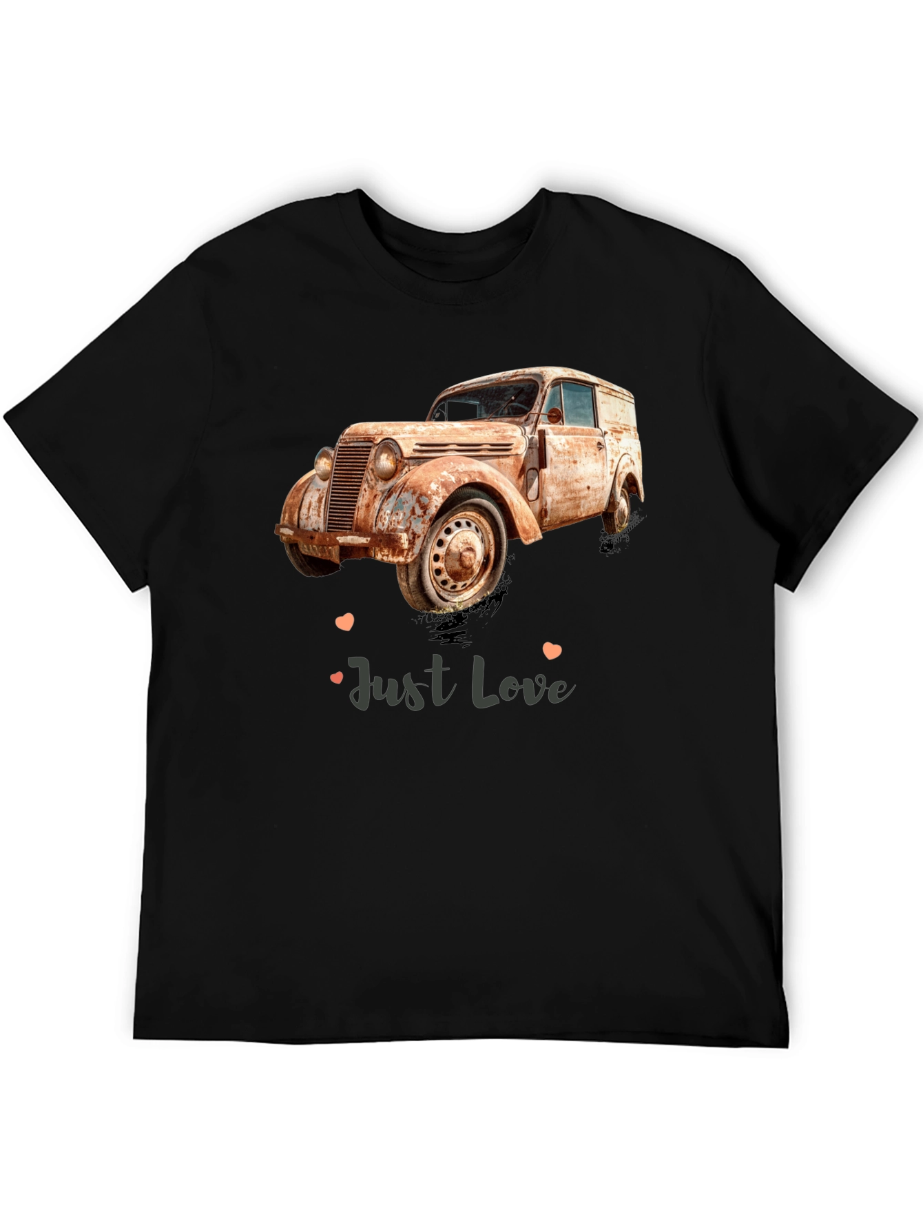 Black Vintage Car 'Just Love' Graphic Tee view 5