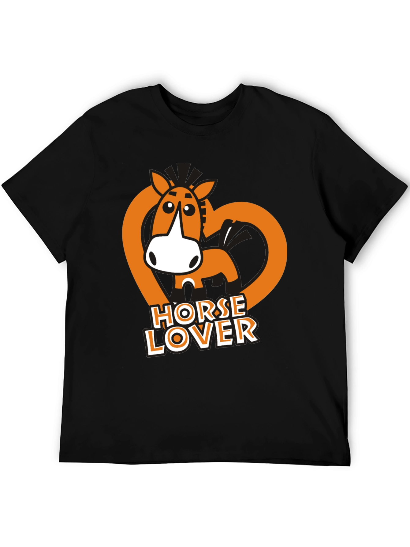 Black Horse Lover T-Shirt - Cute Cartoon Horse Design view 5