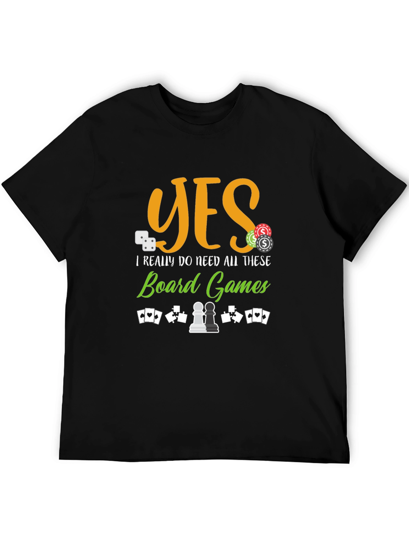 Black Board Games Graphic Tee - Yes I Need These Board Games T-Shirt view 5