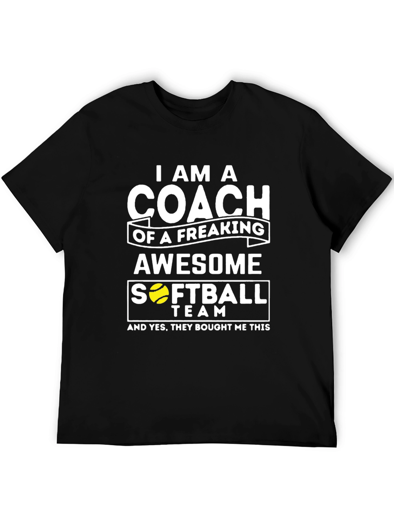Black Awesome Softball Coach T-Shirt - Novelty Gift view 5