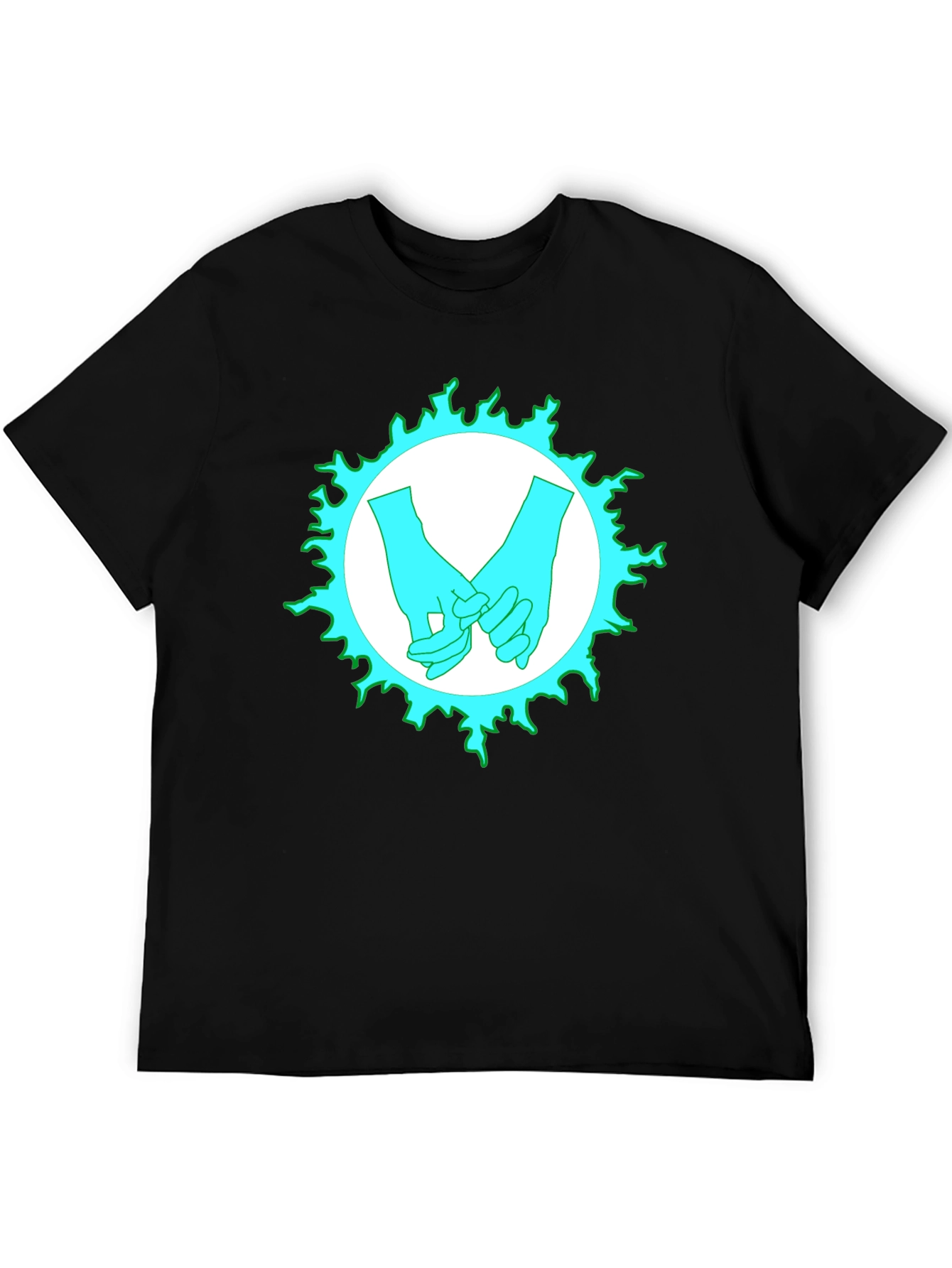 Black Cyan Hands Graphic Print Black T-Shirt view 5