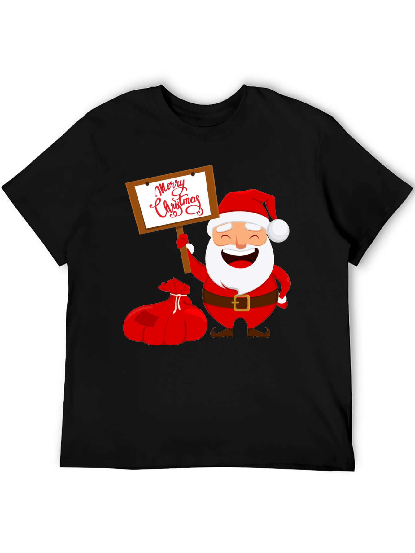 Black Merry Christmas Santa Graphic Tee view 5