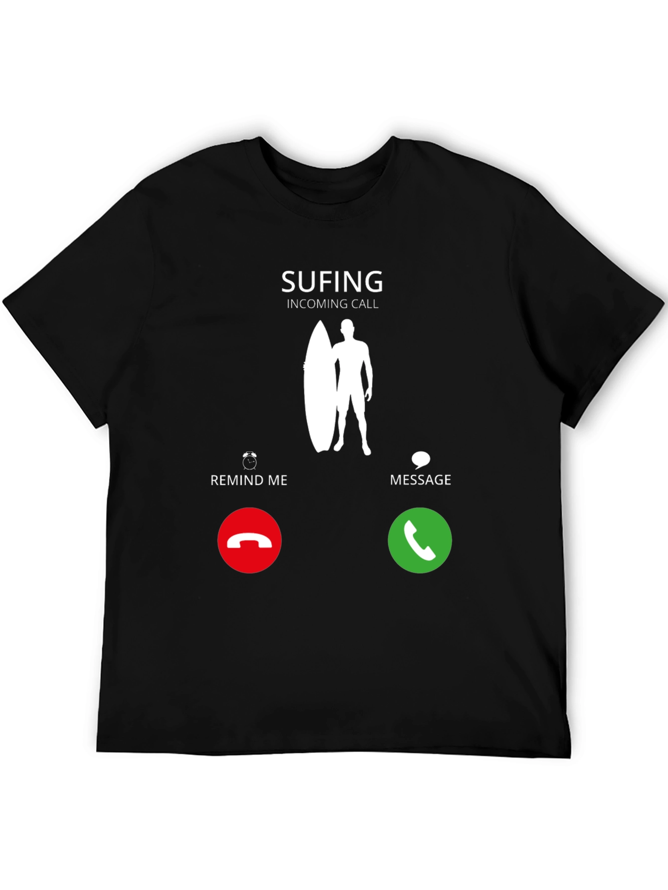 Black Surfing Incoming Call T-Shirt - Surf's Up! view 5