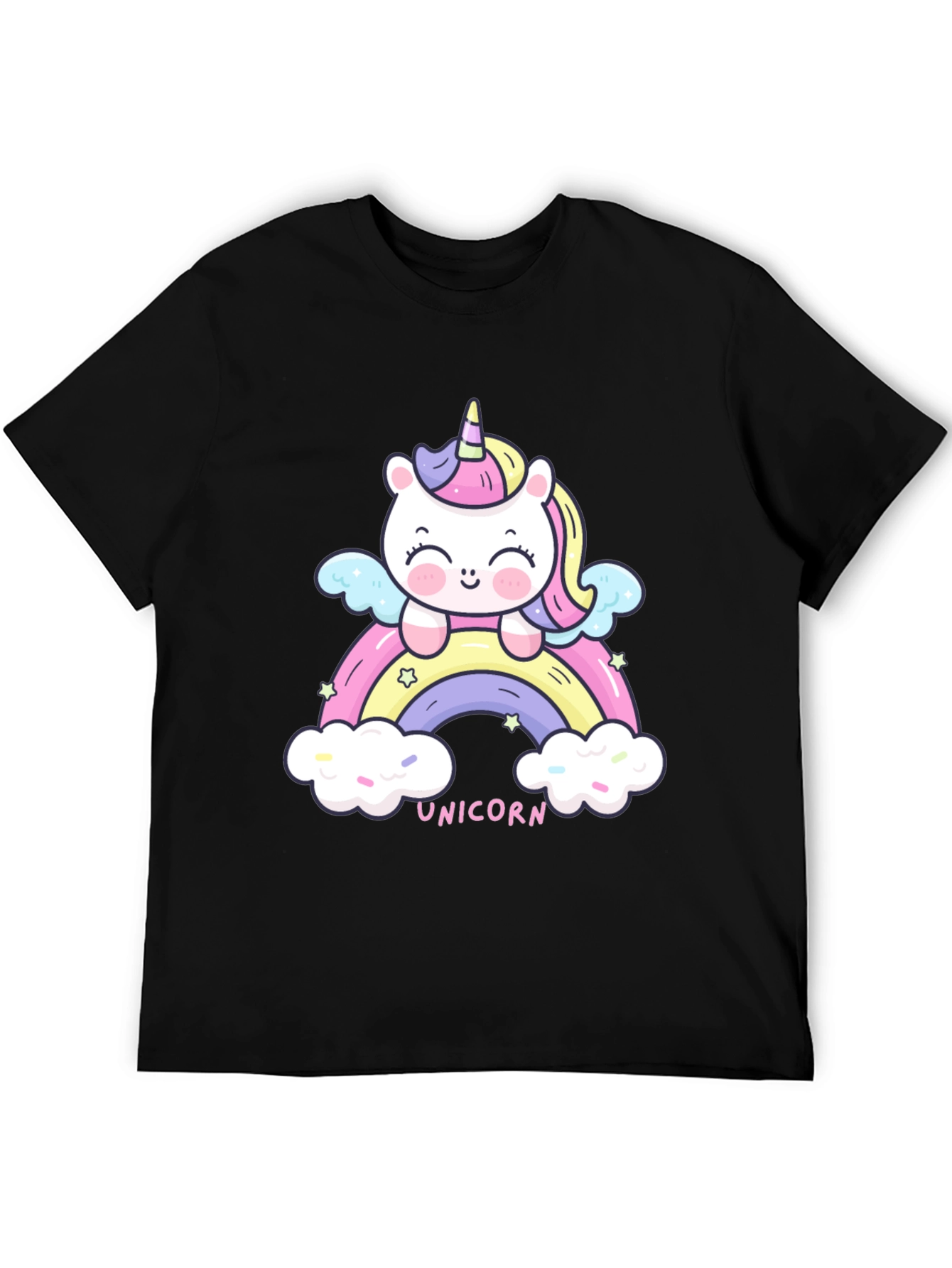 Black Unicorn Rainbow Graphic Tee - Cute Kawaii Style view 5