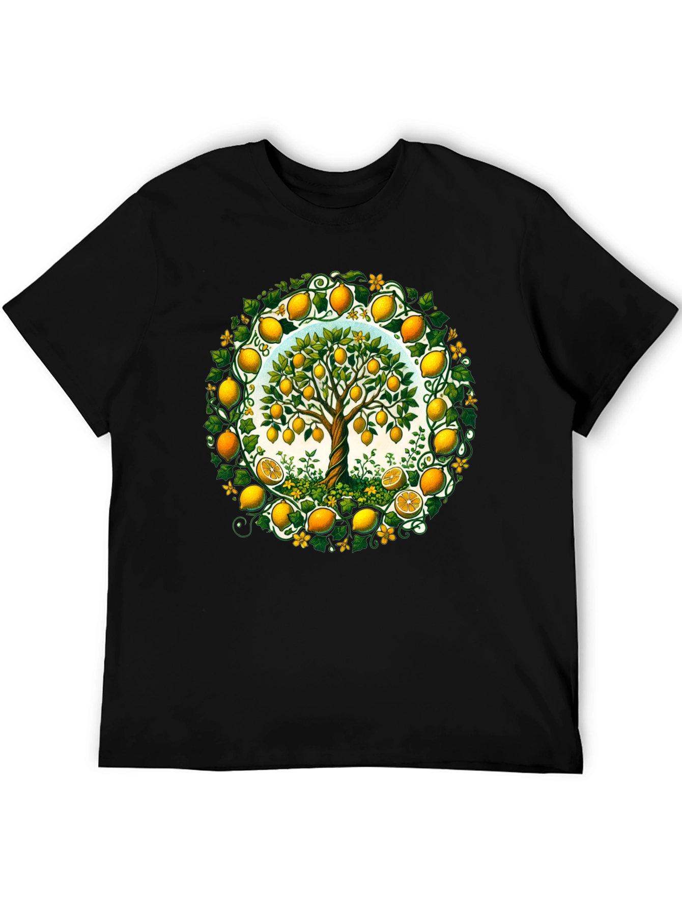 Black Lemon Tree Graphic Tee - Fresh Fruit Design view 5