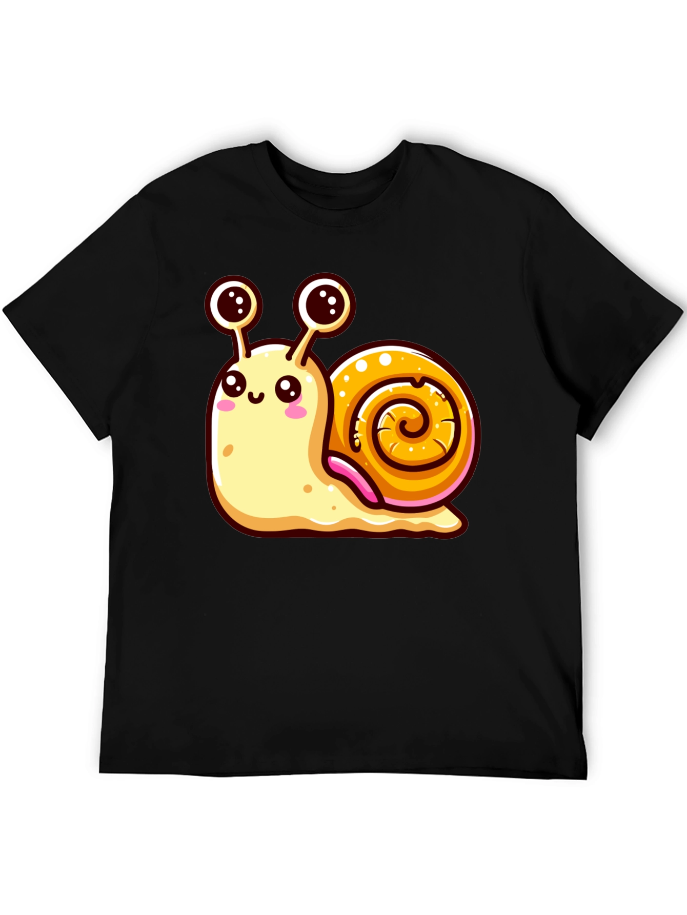 Black Cute Snail Graphic Tee - Black Unisex Shirt view 5