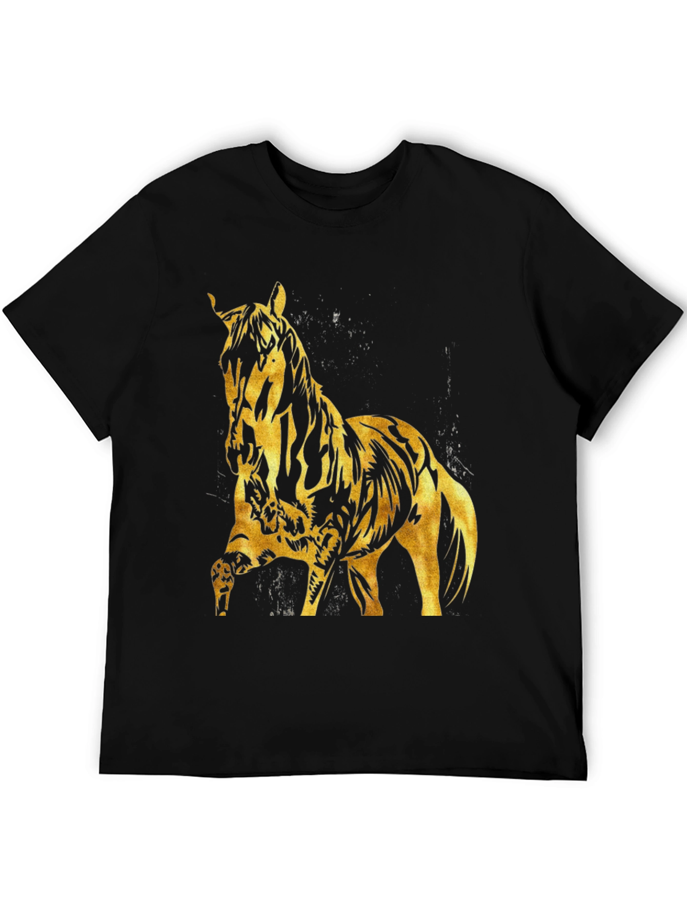 Black Gold Horse Graphic Black T-Shirt view 5