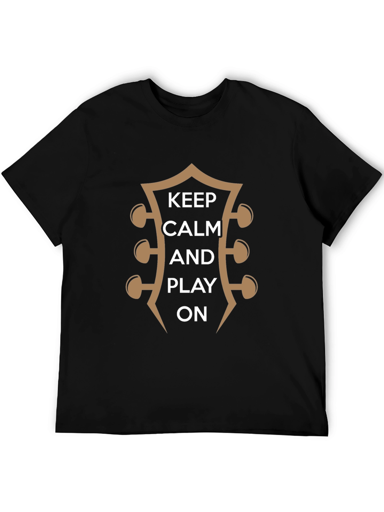 Black Keep Calm and Play On Guitar T-Shirt view 5