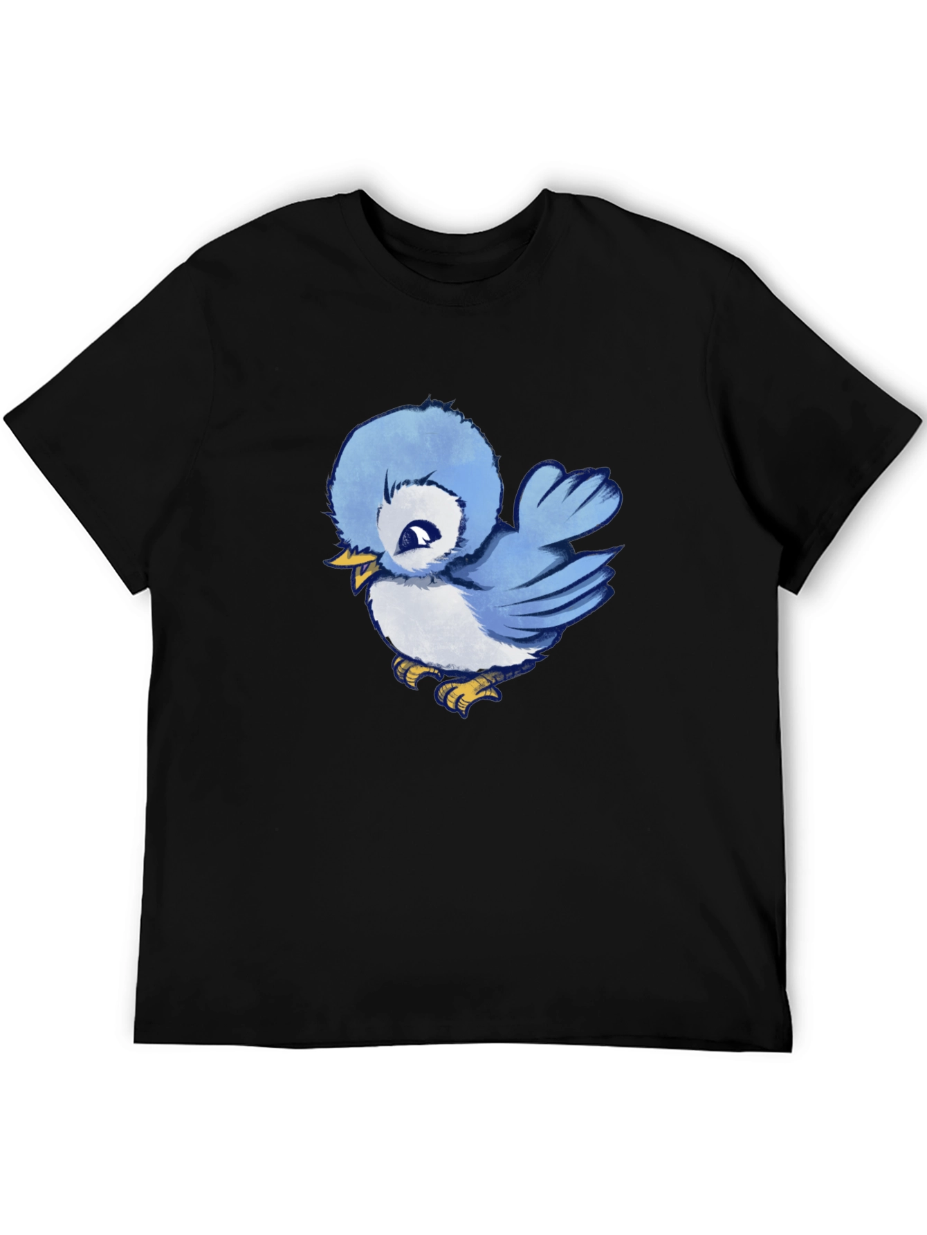 Black Cute Blue Bird Graphic T-Shirt - Soft Cotton Tee view 5