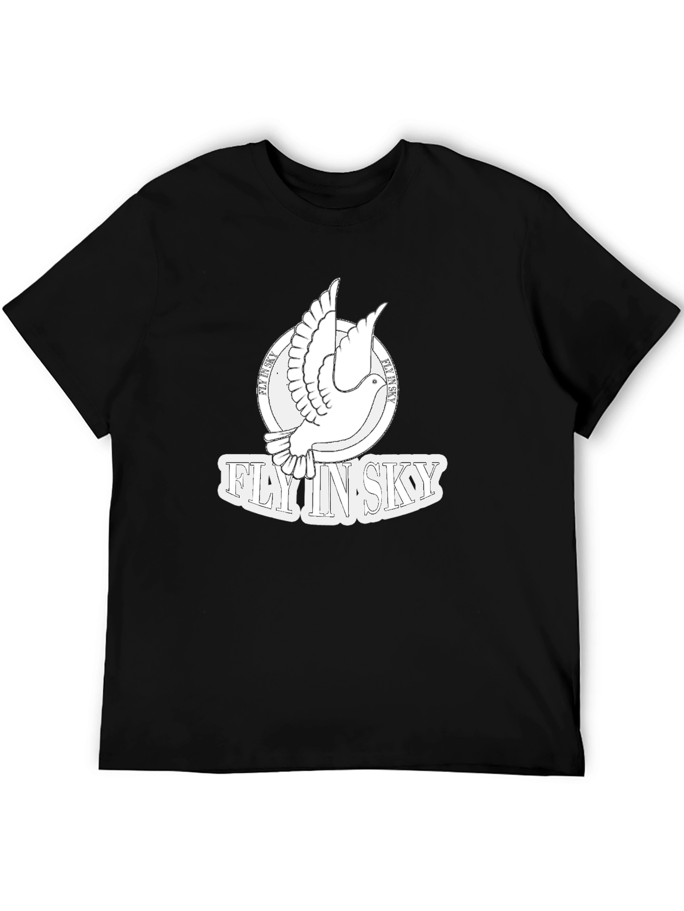 Black Fly In Sky Dove Graphic Black T-Shirt view 5
