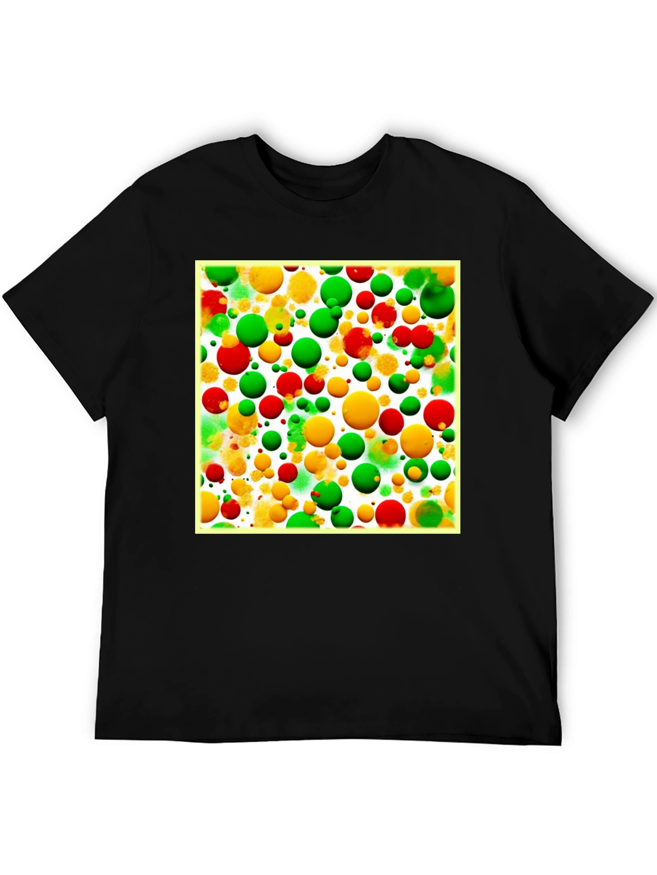 Black Colorful Bubble Pattern T-Shirt view 5