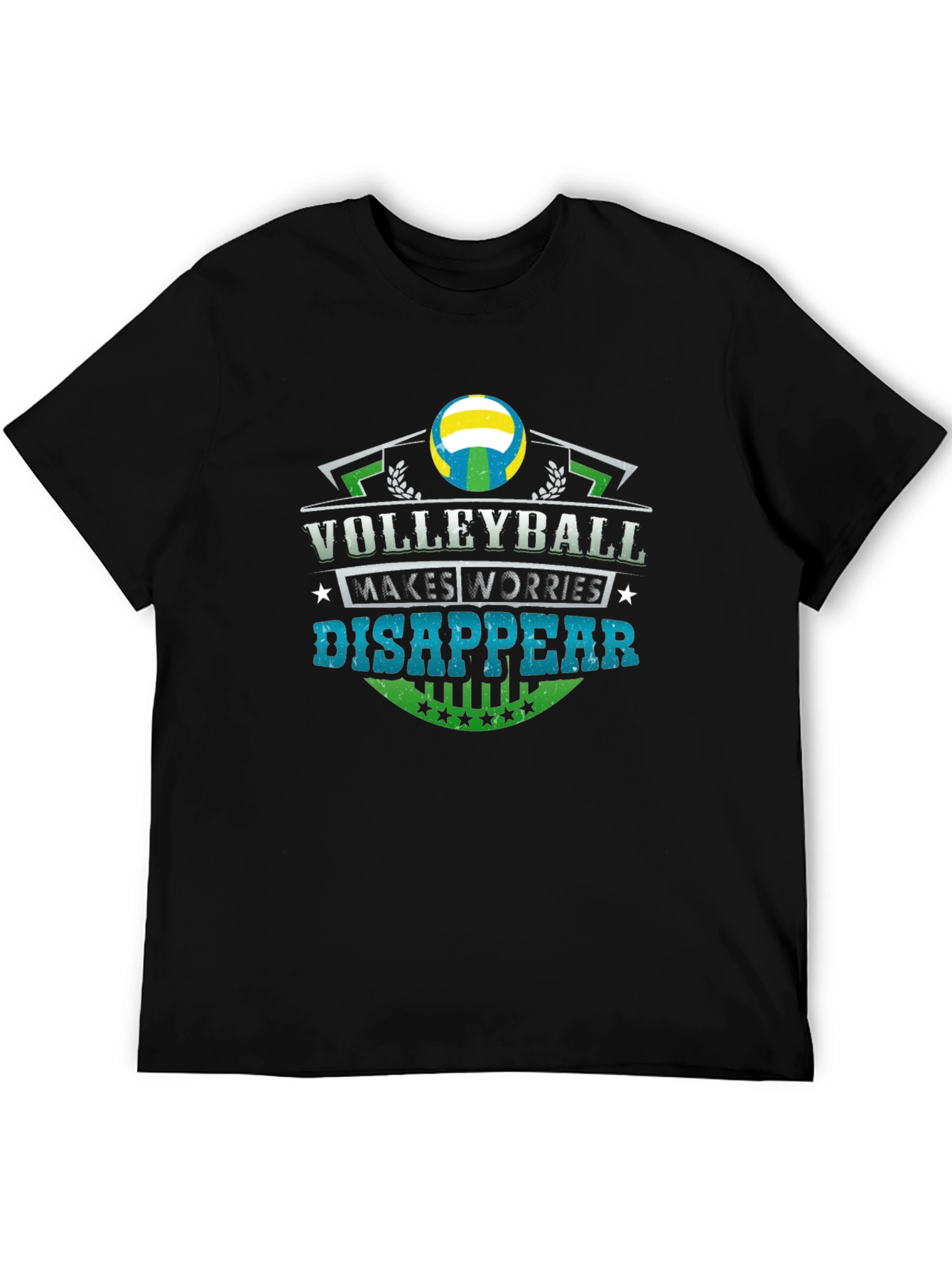 Black Volleyball Makes Worries Disappear Black T-Shirt view 5