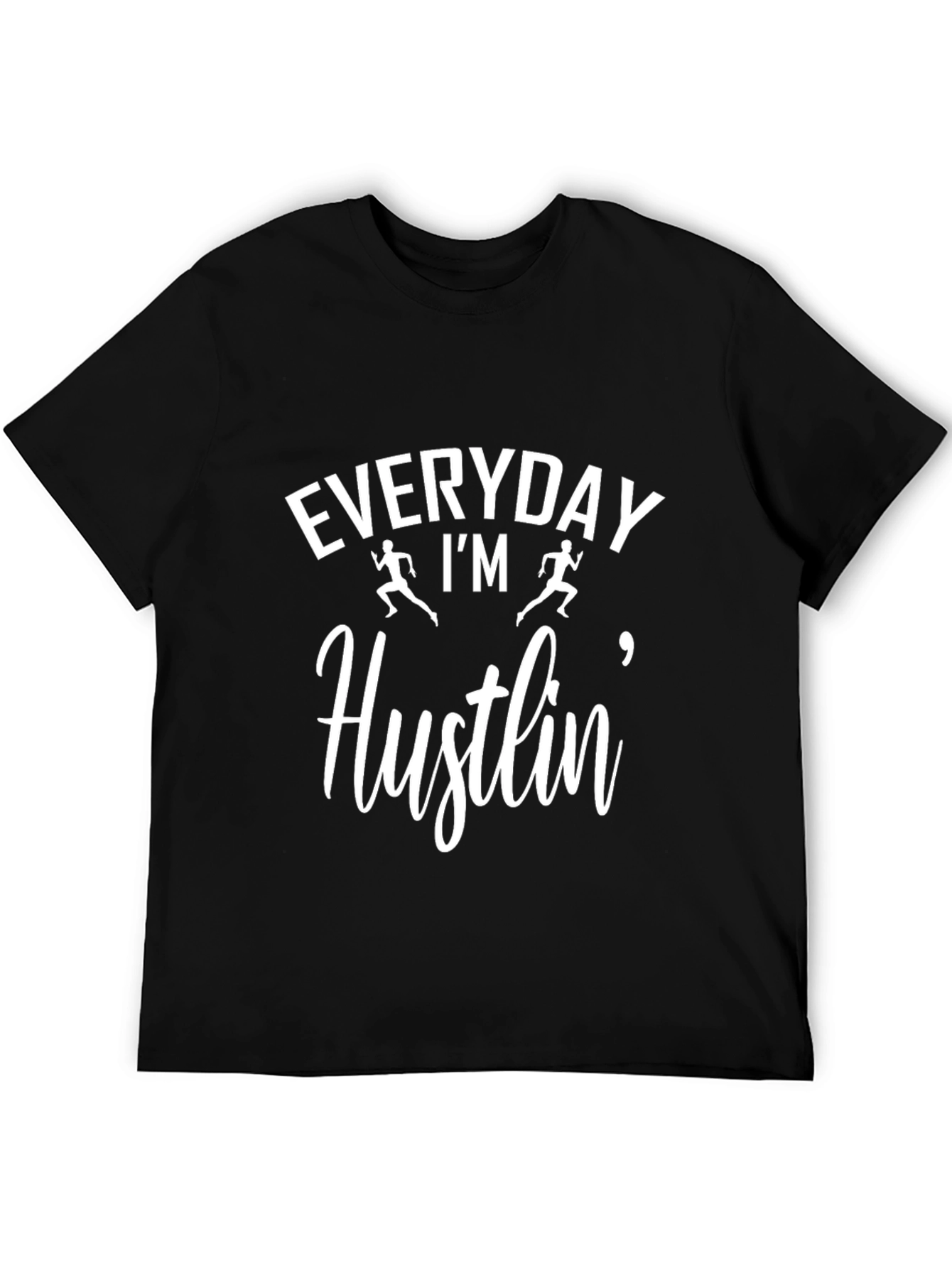 Black Everyday I'm Hustlin' Graphic Tee - Black Cotton T-Shirt view 5