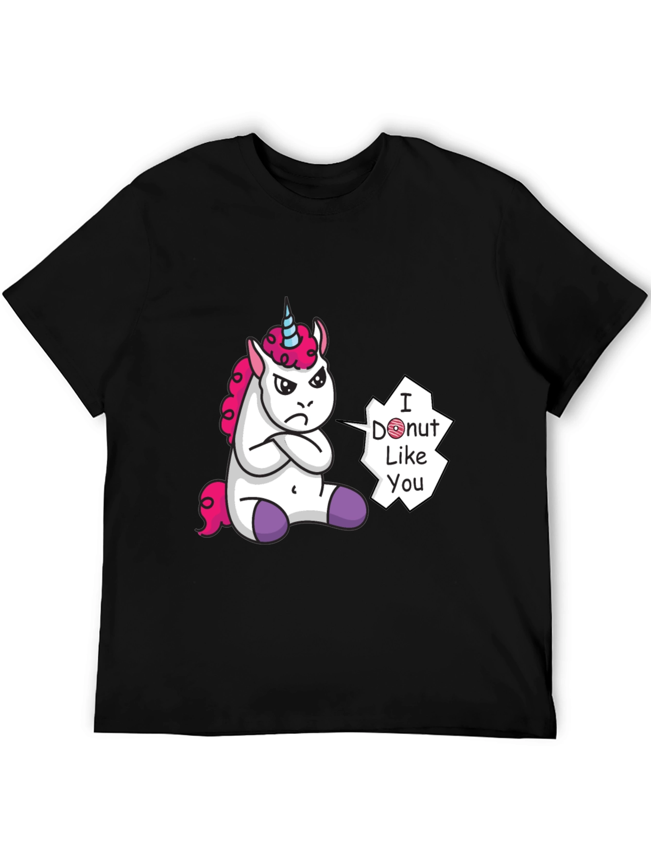 Black Funny Unicorn 'I Donut Like You' Graphic Tee view 5