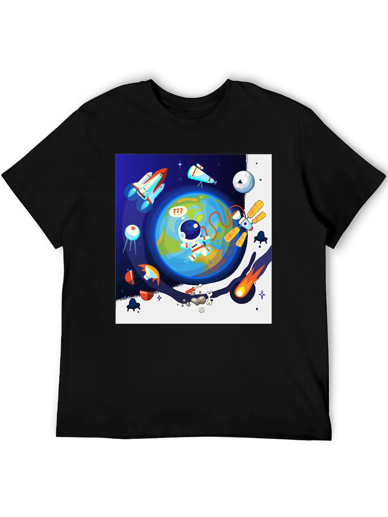 Black Astronaut in Space Graphic T-Shirt - Black view 5