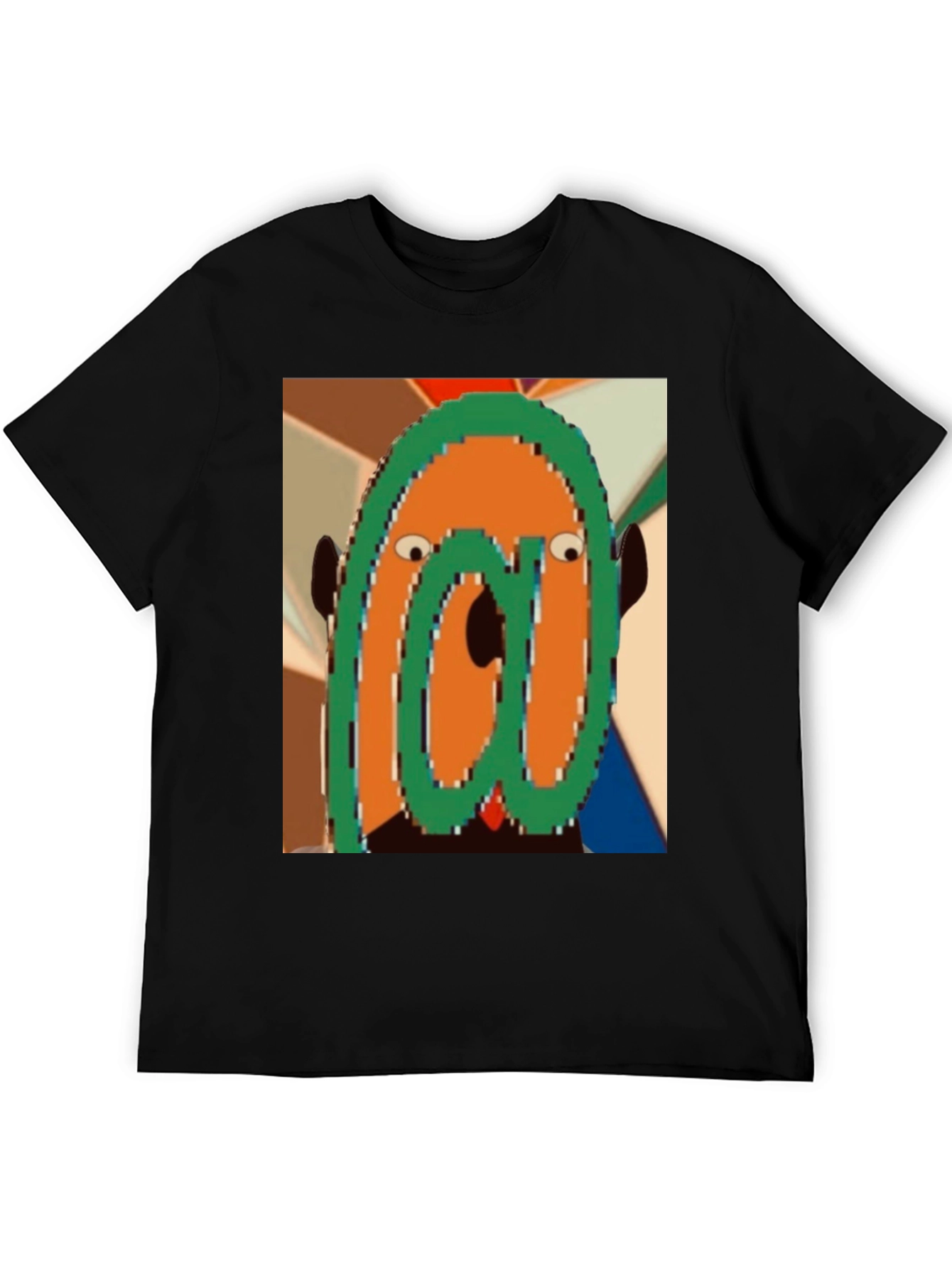 Black Unique Cartoon Face Graphic Tee - Black view 5