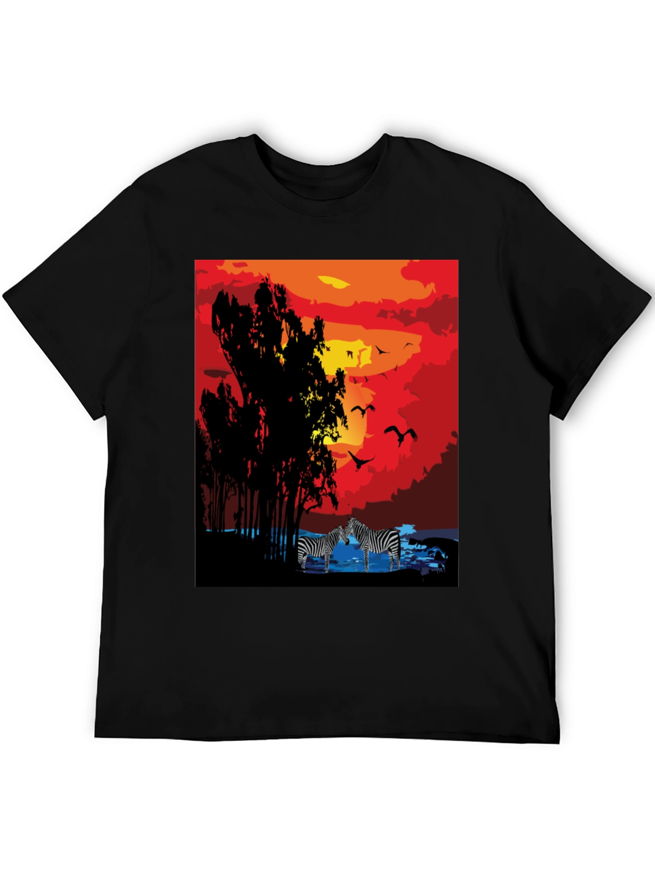 Black Sunset Zebra Graphic T-Shirt view 5