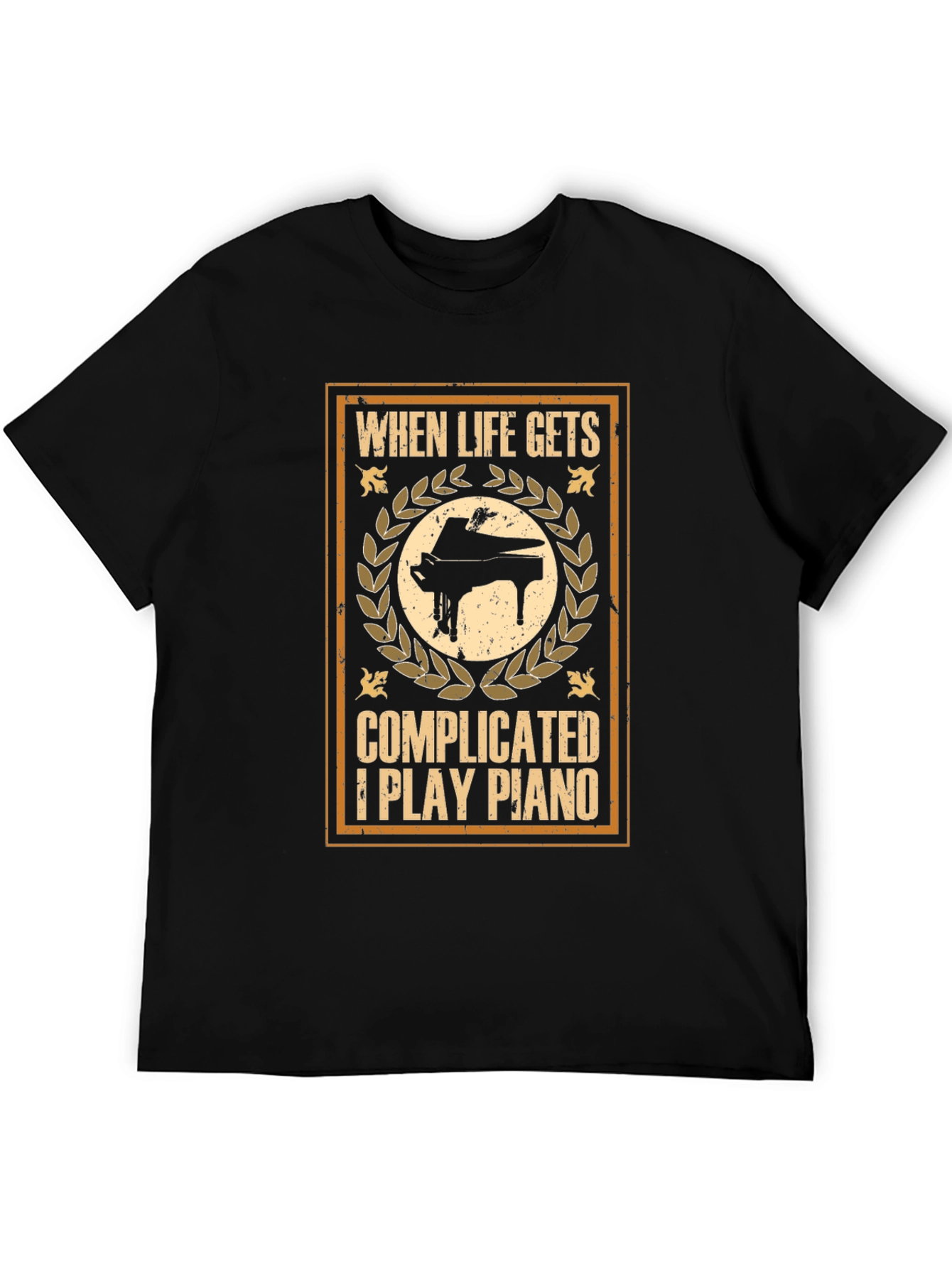 Black When Life Gets Complicated I Play Piano Graphic T-Shirt view 5