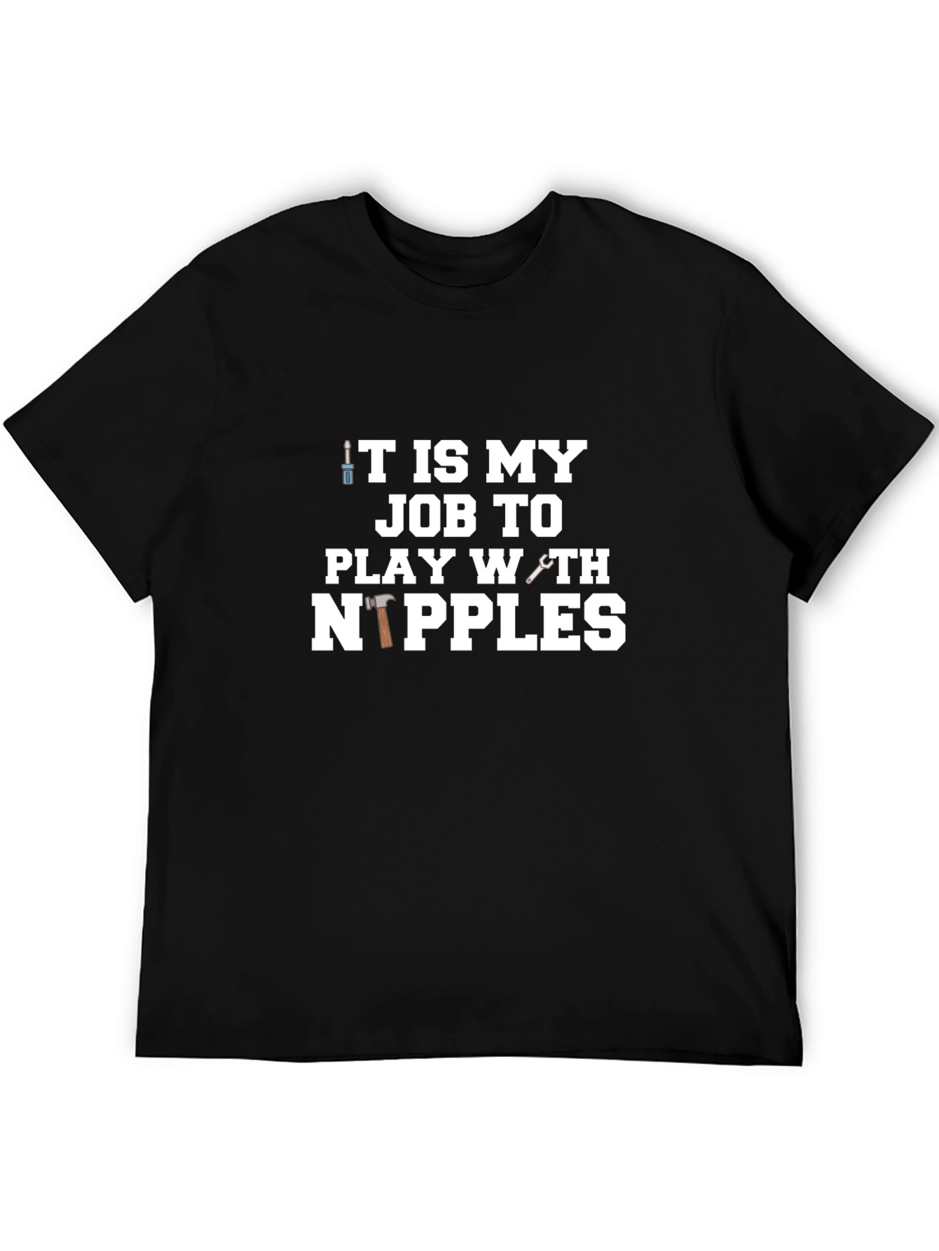Black Play With Nipples Funny Graphic Tee Shirt view 5
