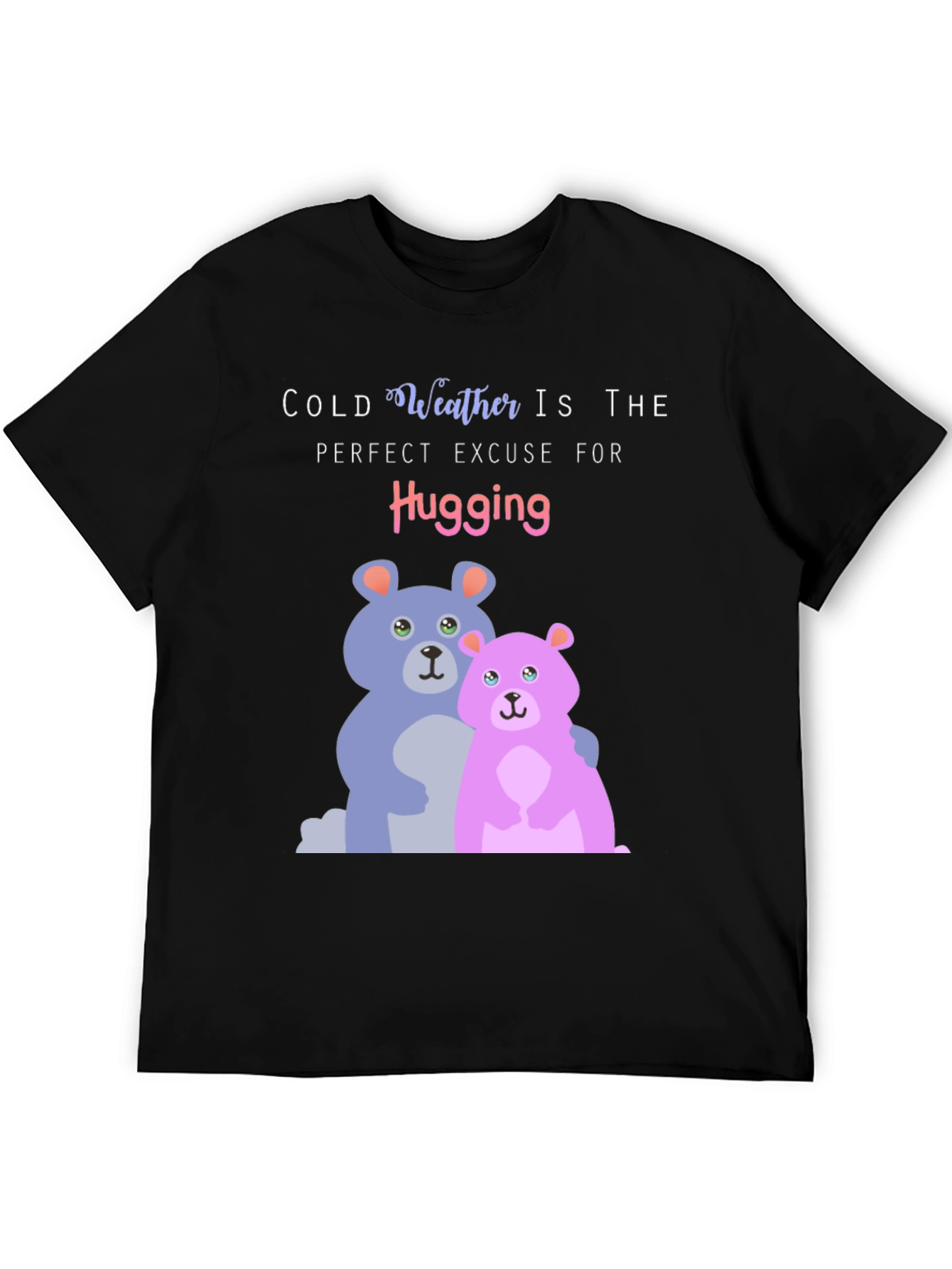 Black Cute Hugging Bears T-Shirt: Perfect for Cold Weather! view 5