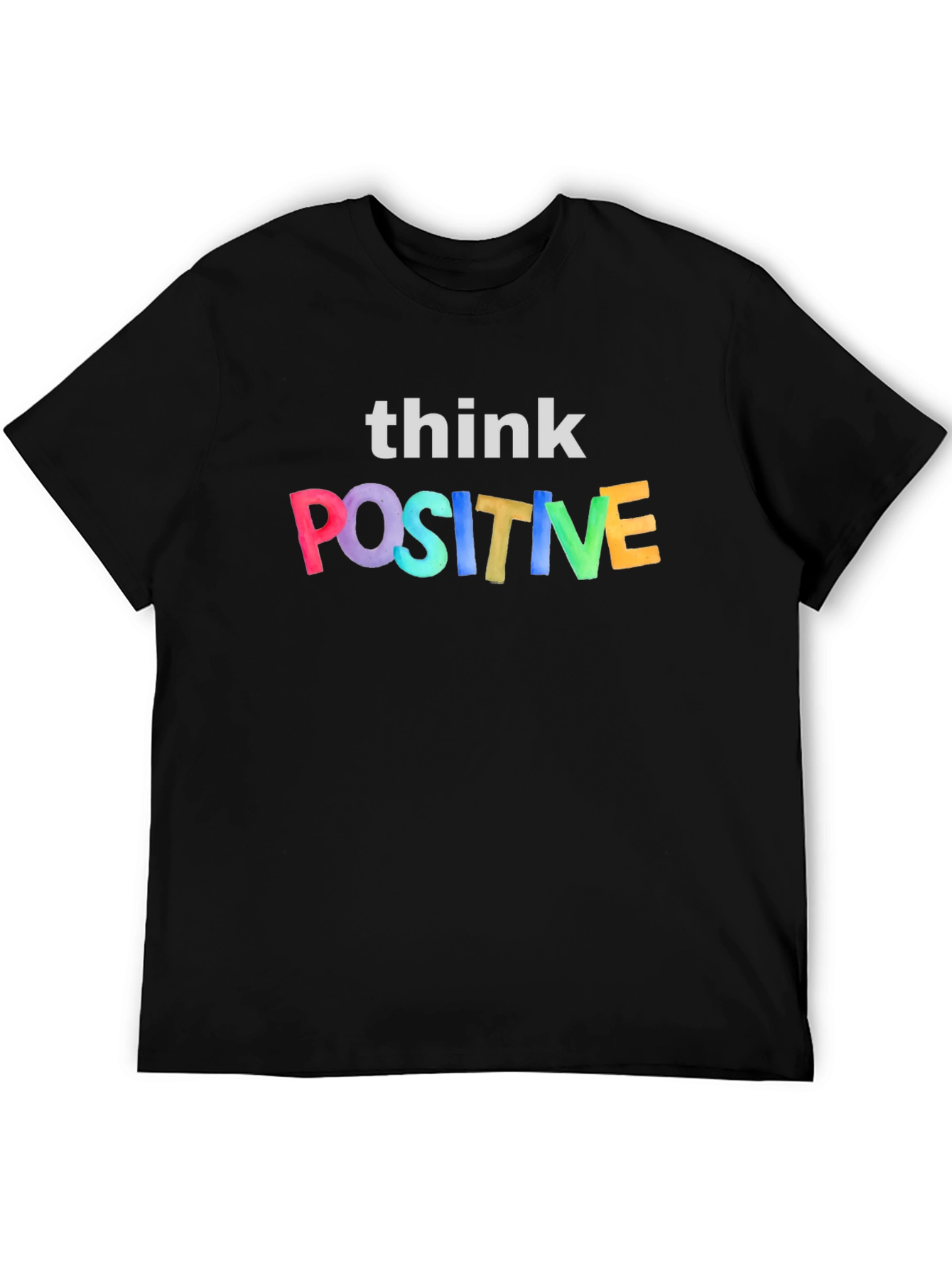 Black Think Positive Graphic Tee - Black Unisex T-Shirt view 5