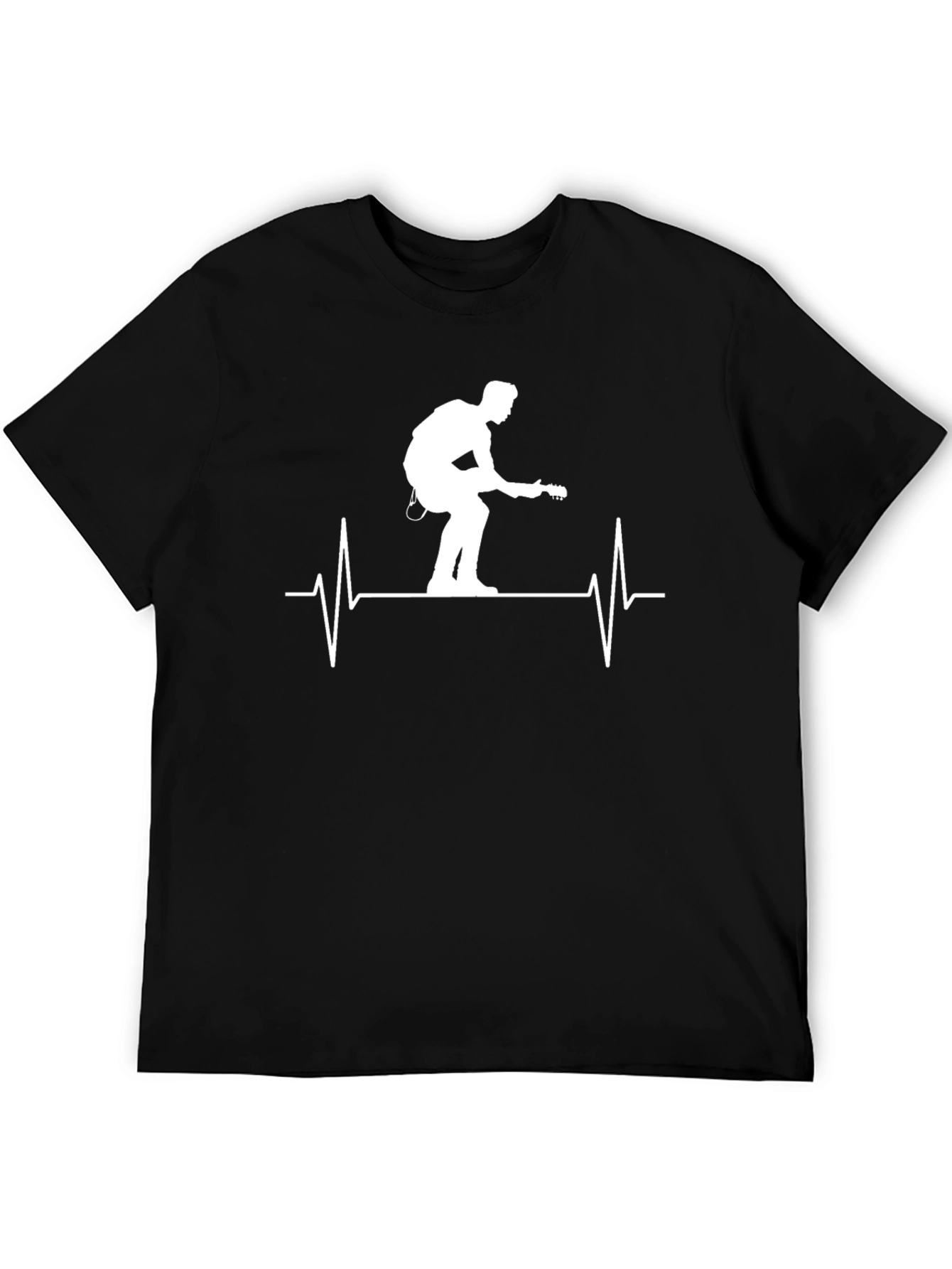 Black Guitar Heartbeat Graphic Tee - Black view 5