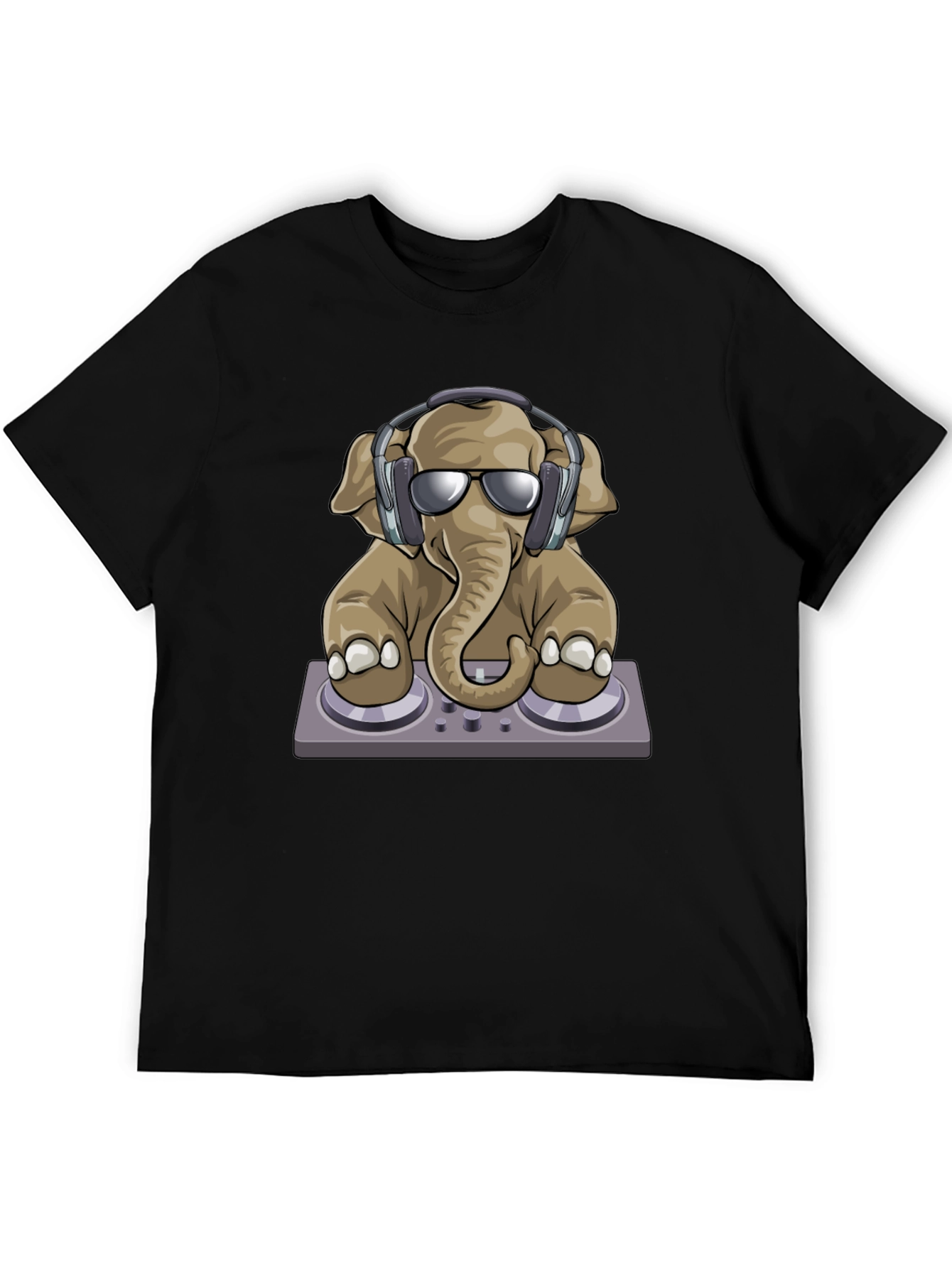 Black DJ Elephant T-Shirt - Cool Graphic Tee view 5