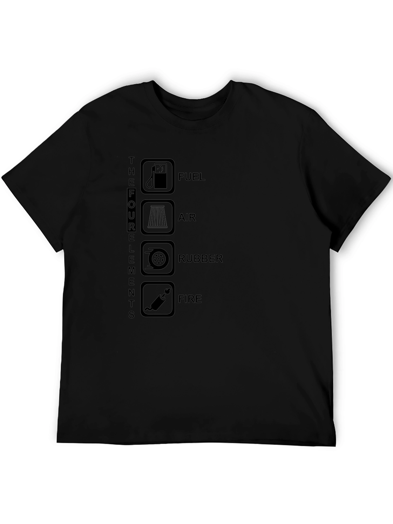 Black The Four Elements T-Shirt - Fuel Air Rubber Fire view 5