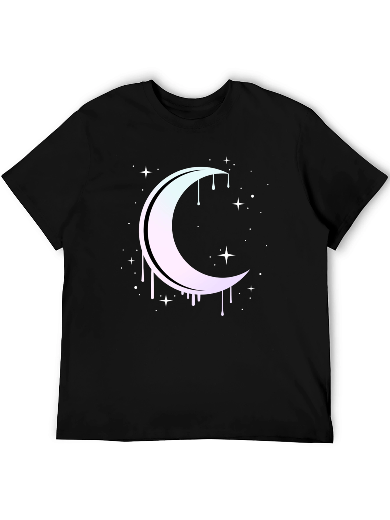 Black Mystic Moon Drip Graphic Tee - Black view 5