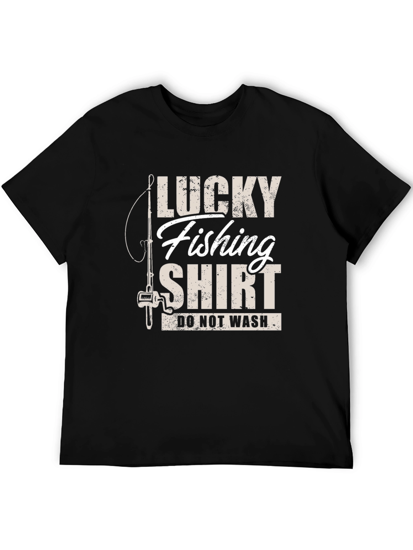 Black Lucky Fishing Shirt - Novelty Graphic Tee view 5