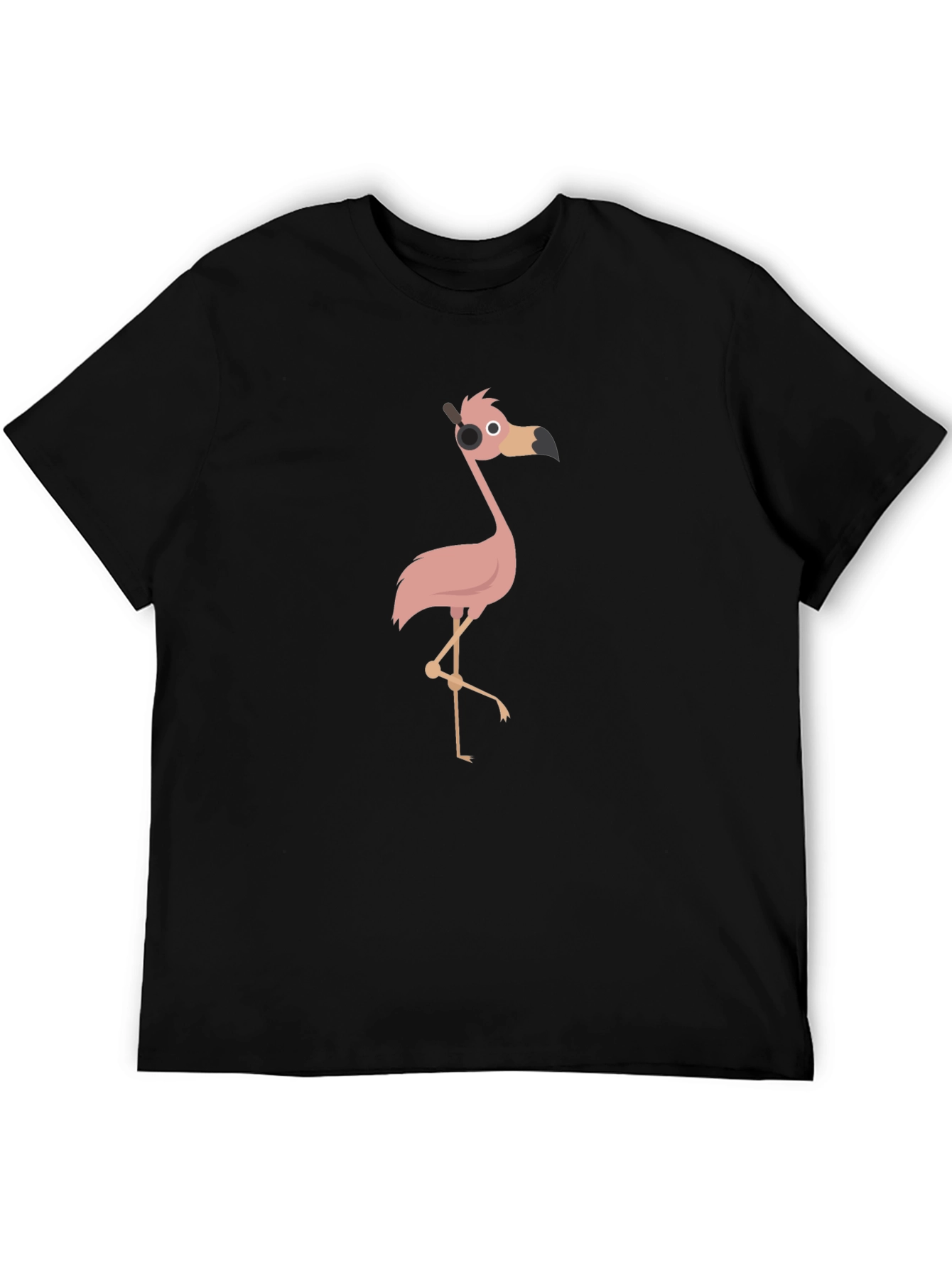 Black Cartoon Flamingo T-Shirt - Black view 5