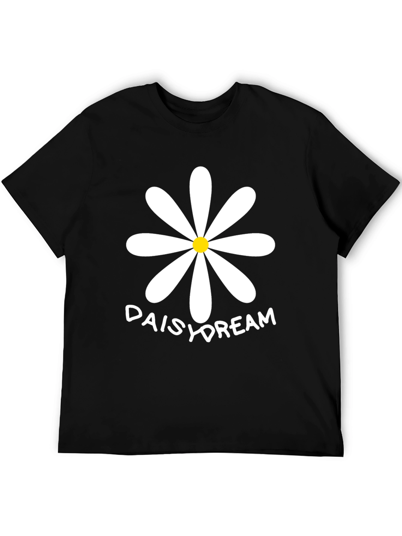 Black Daisy Dream T-Shirt - Black Cotton Tee view 5