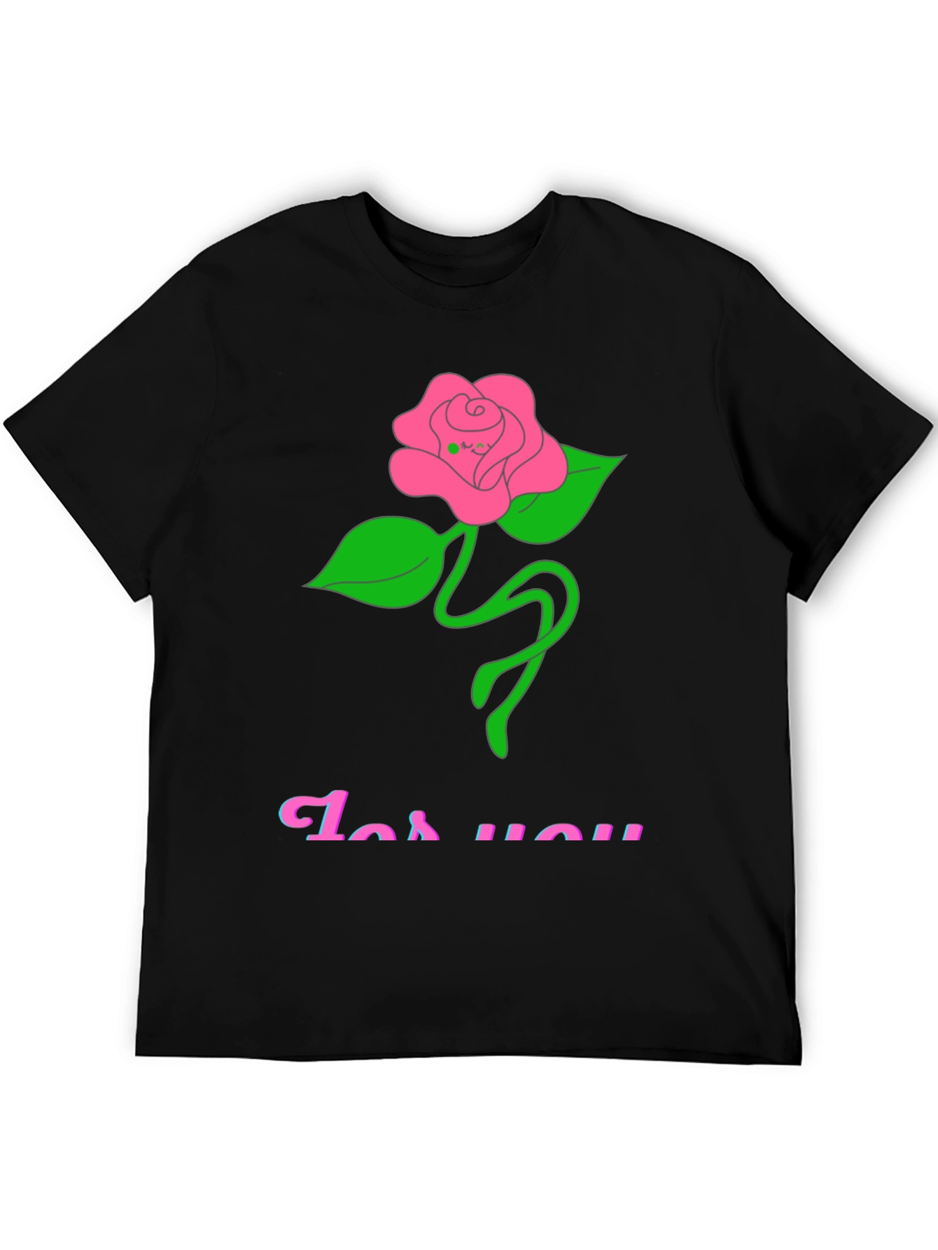 Black Black T-Shirt with Rose "For You" Graphic view 5