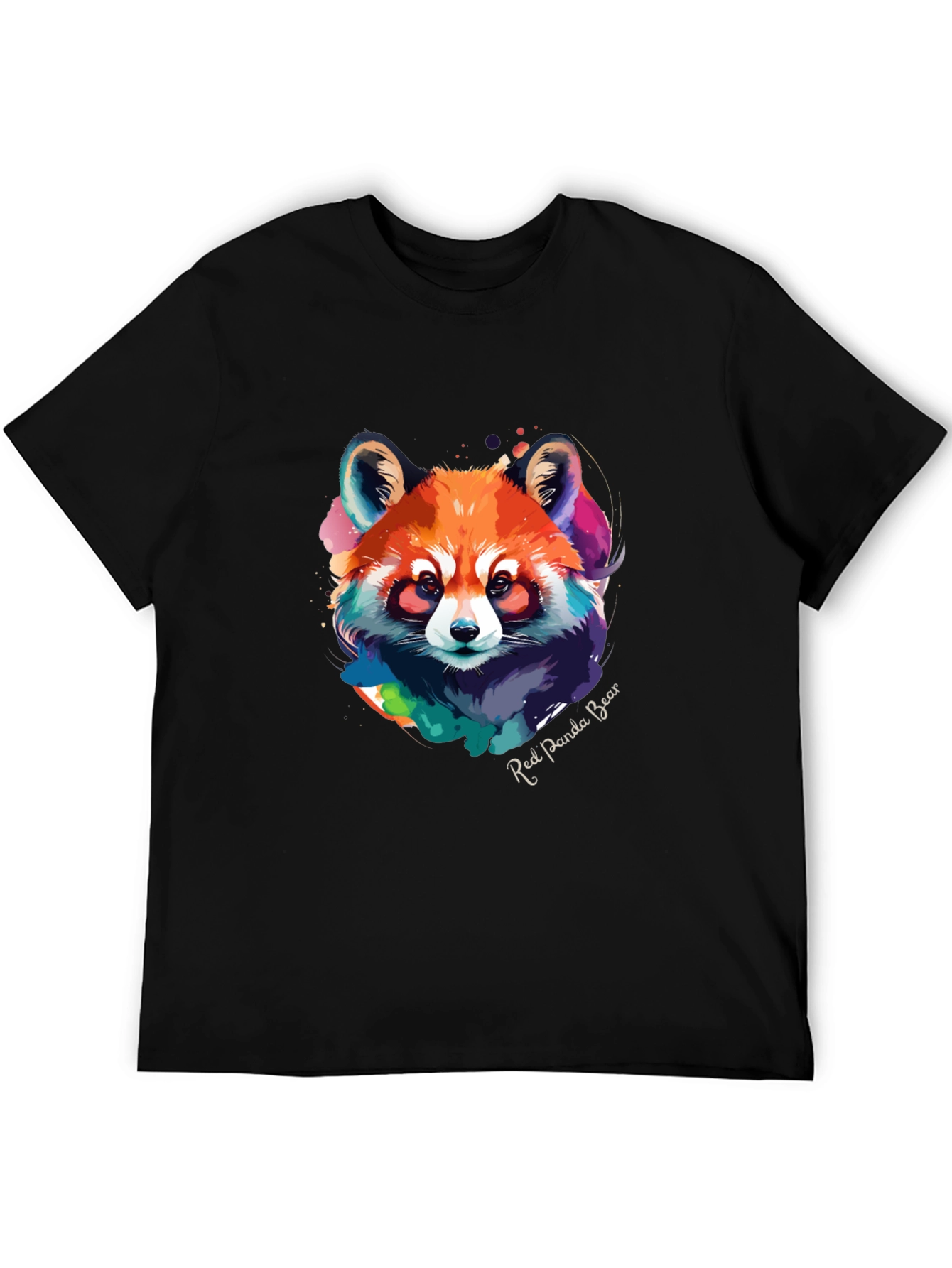 Black Red Panda Bear Graphic Tee - Watercolor Design view 5