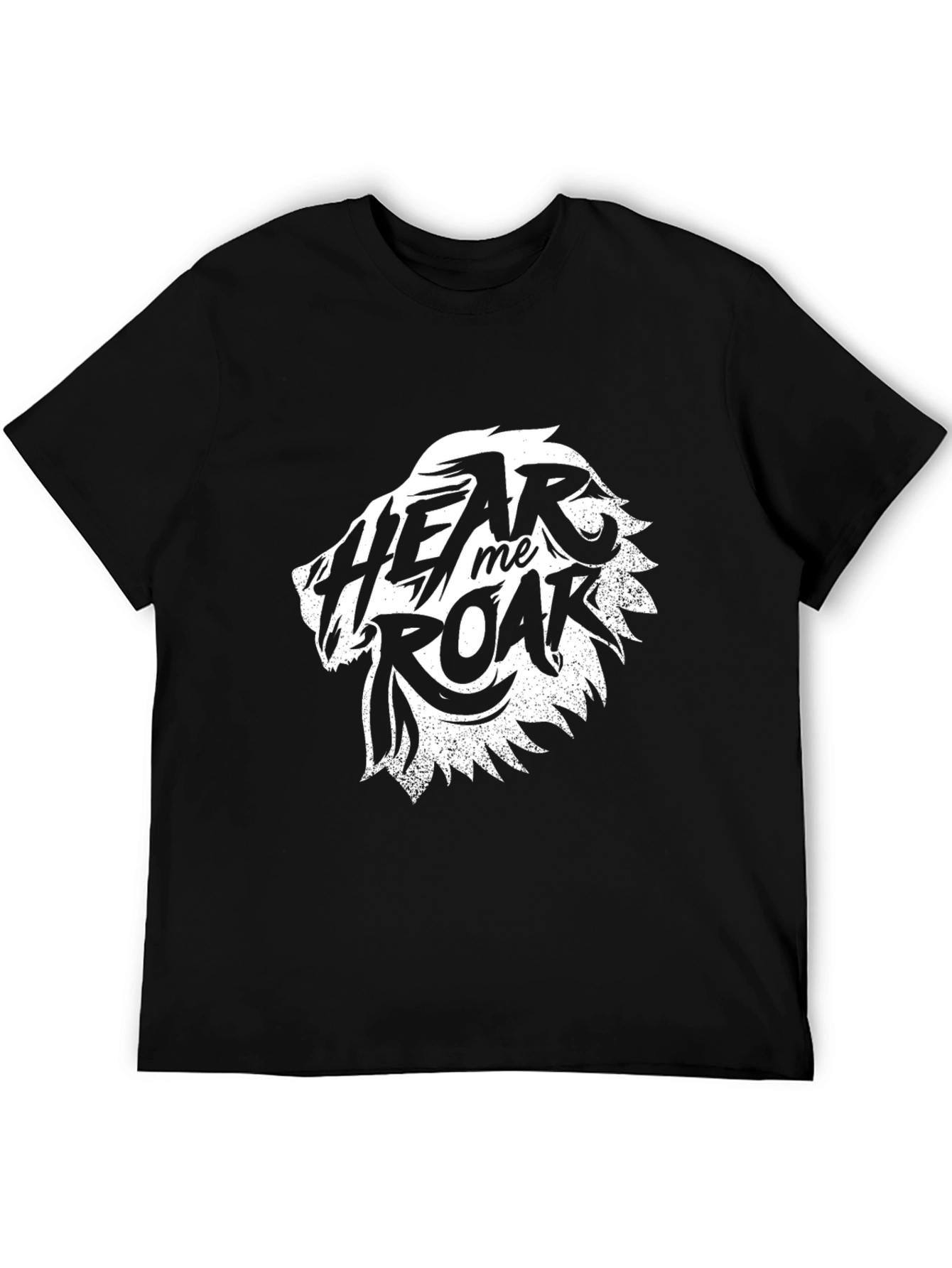 Black Hear Me Roar Lion Graphic Tee - Black Cotton T-Shirt view 5