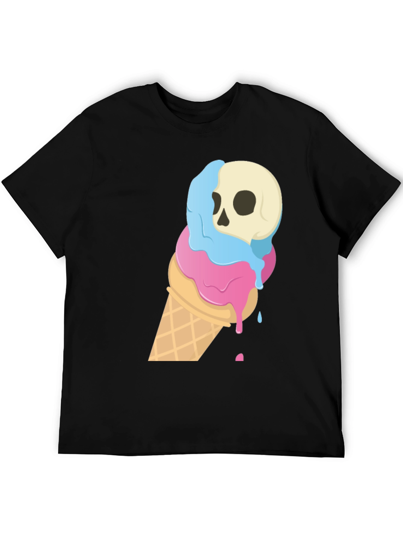 Black Skull Ice Cream Cone Graphic Tee - Black view 5