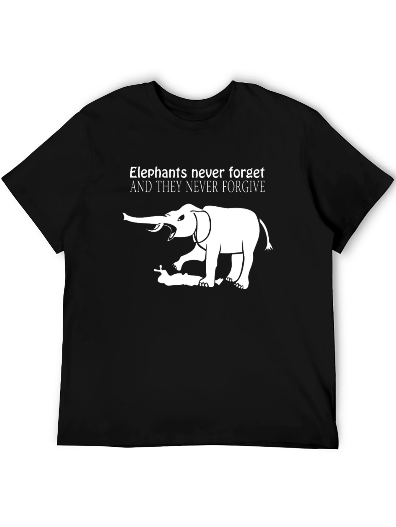 Black Elephant Never Forgets Black Graphic Tee view 5