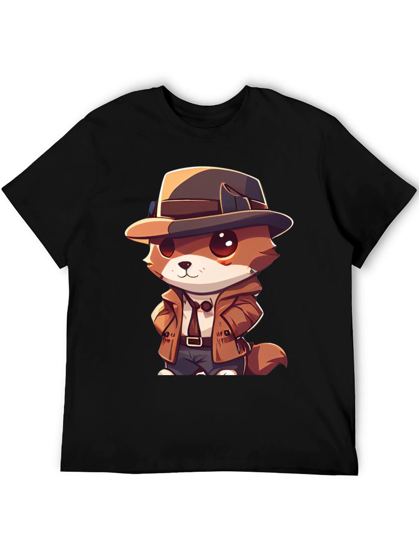 Black Detective Dog T-Shirt - Cartoon Style view 5