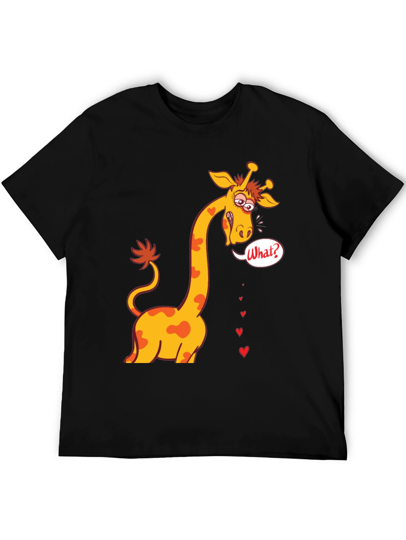 Black Funny Giraffe What? T-Shirt - Black view 5