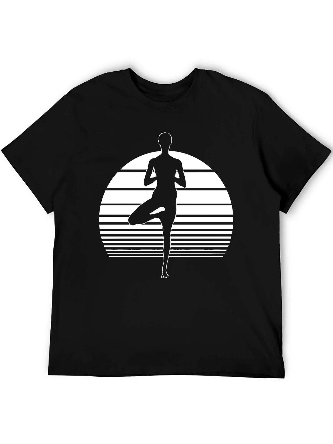 Black Yoga Pose Graphic Tee - Black Cotton Blend Shirt view 5