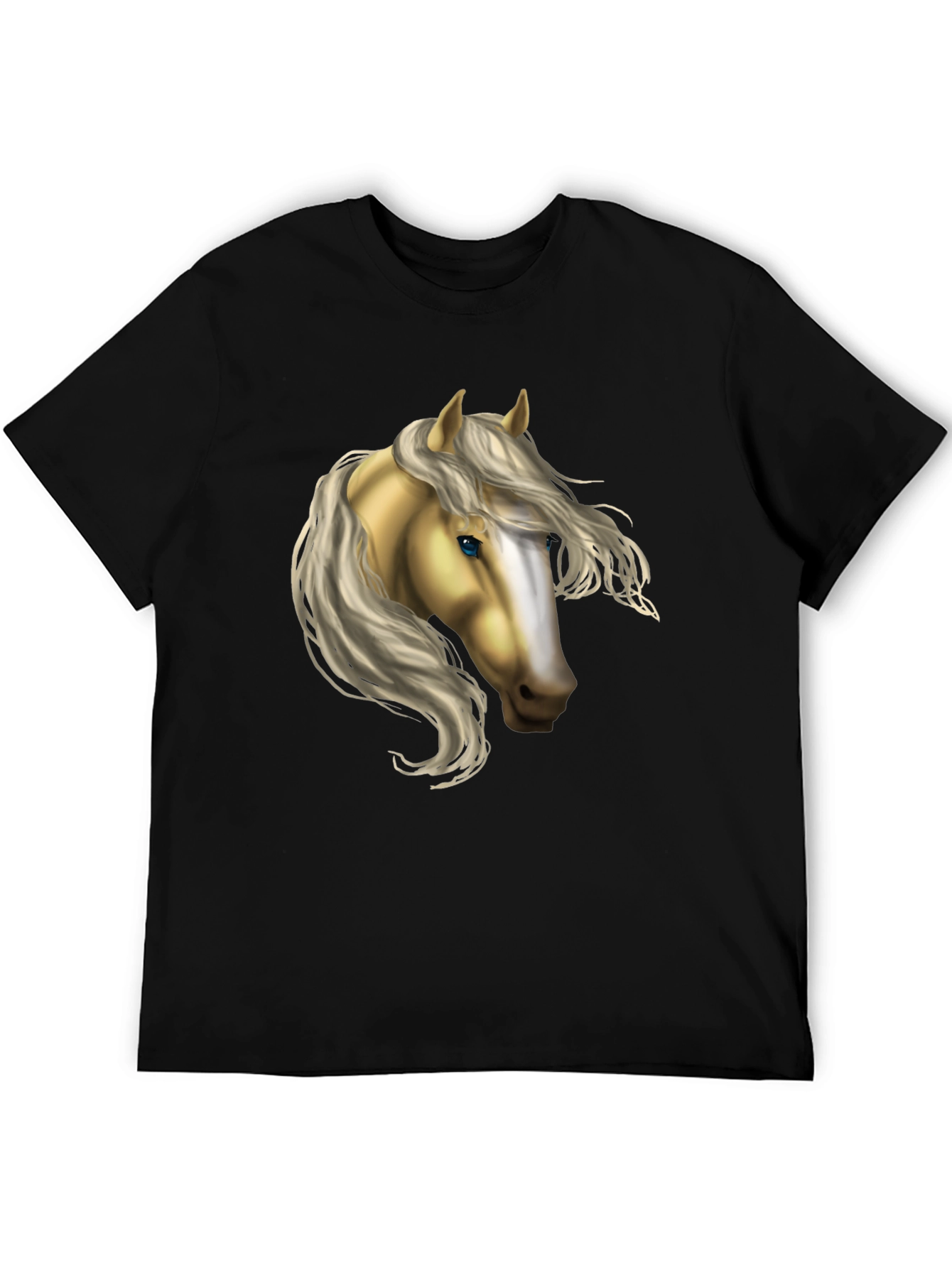 Black Horse Graphic T-Shirt - Black Cotton Blend Tee view 5