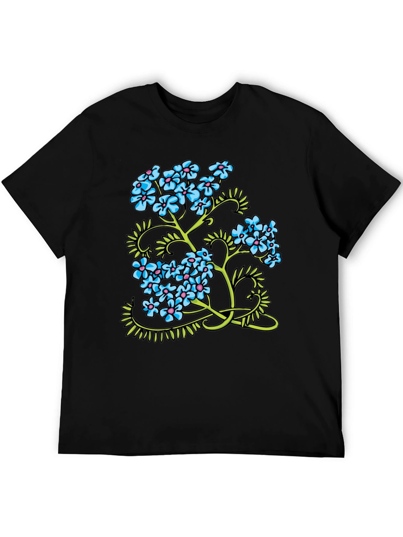 Black Floral Print Black T-Shirt view 5