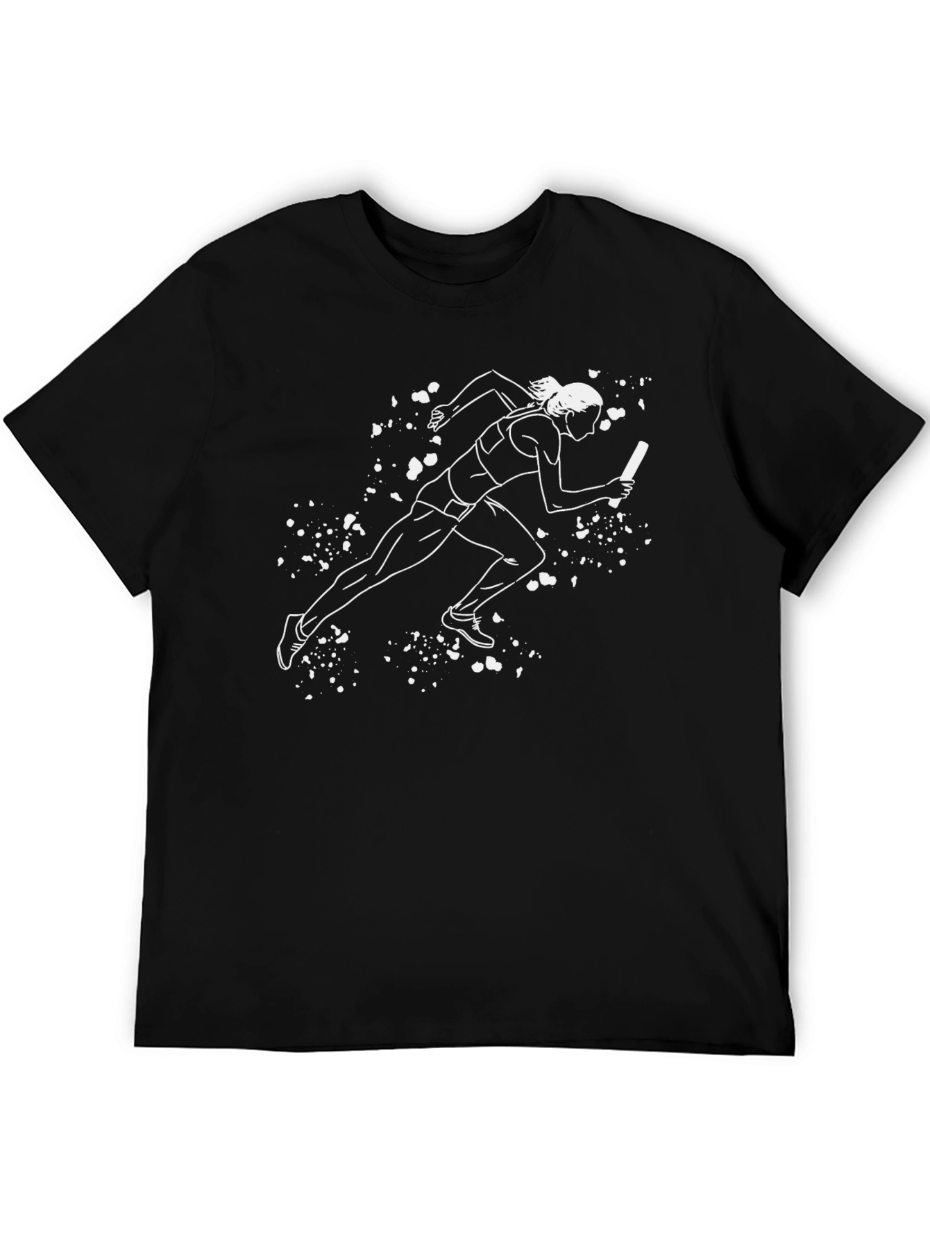 Black Running Relay Race Graphic Tee - Black Cotton T-Shirt view 5