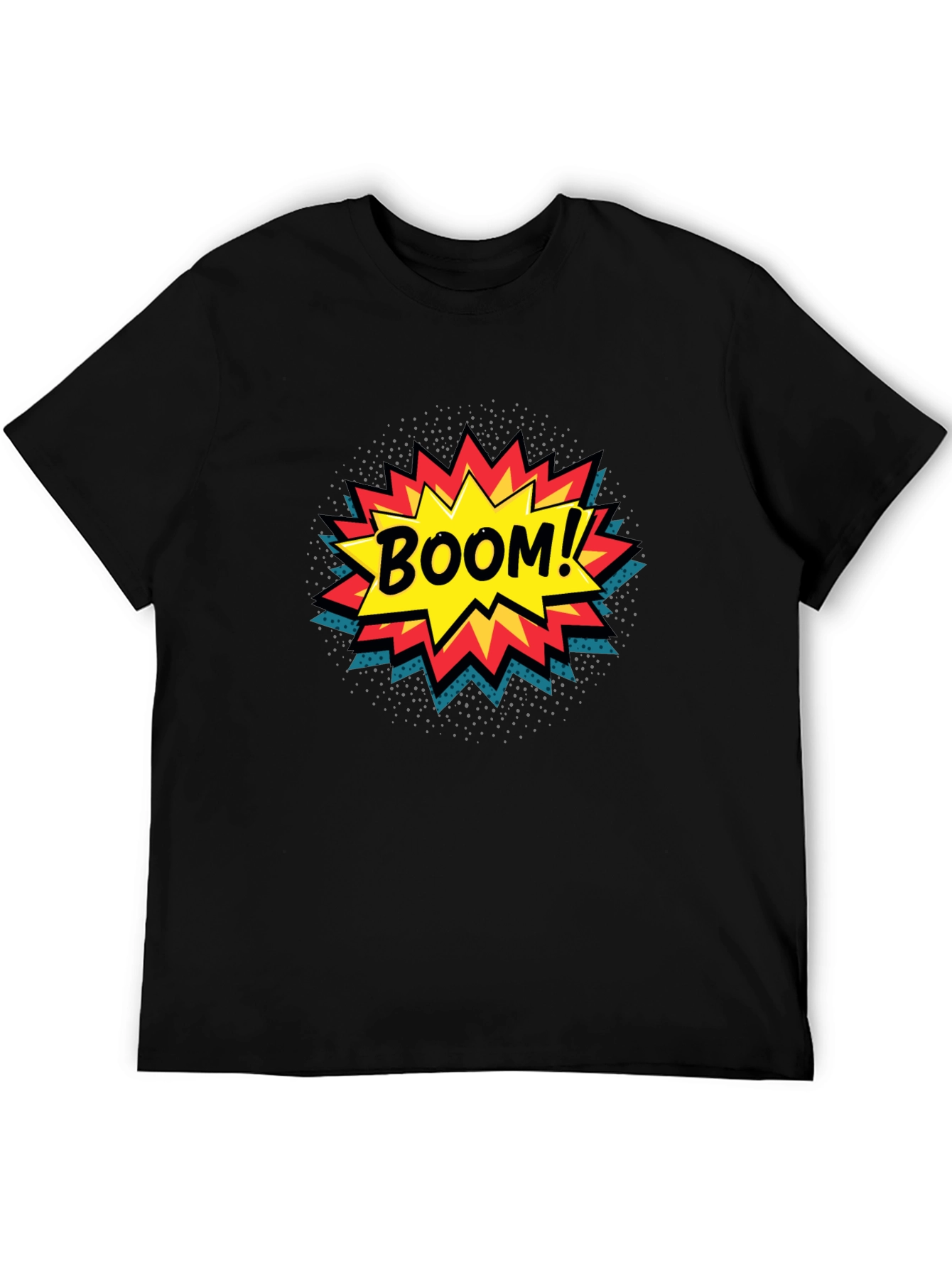 Black Boom! Comic Book Graphic Print Black T-Shirt view 5