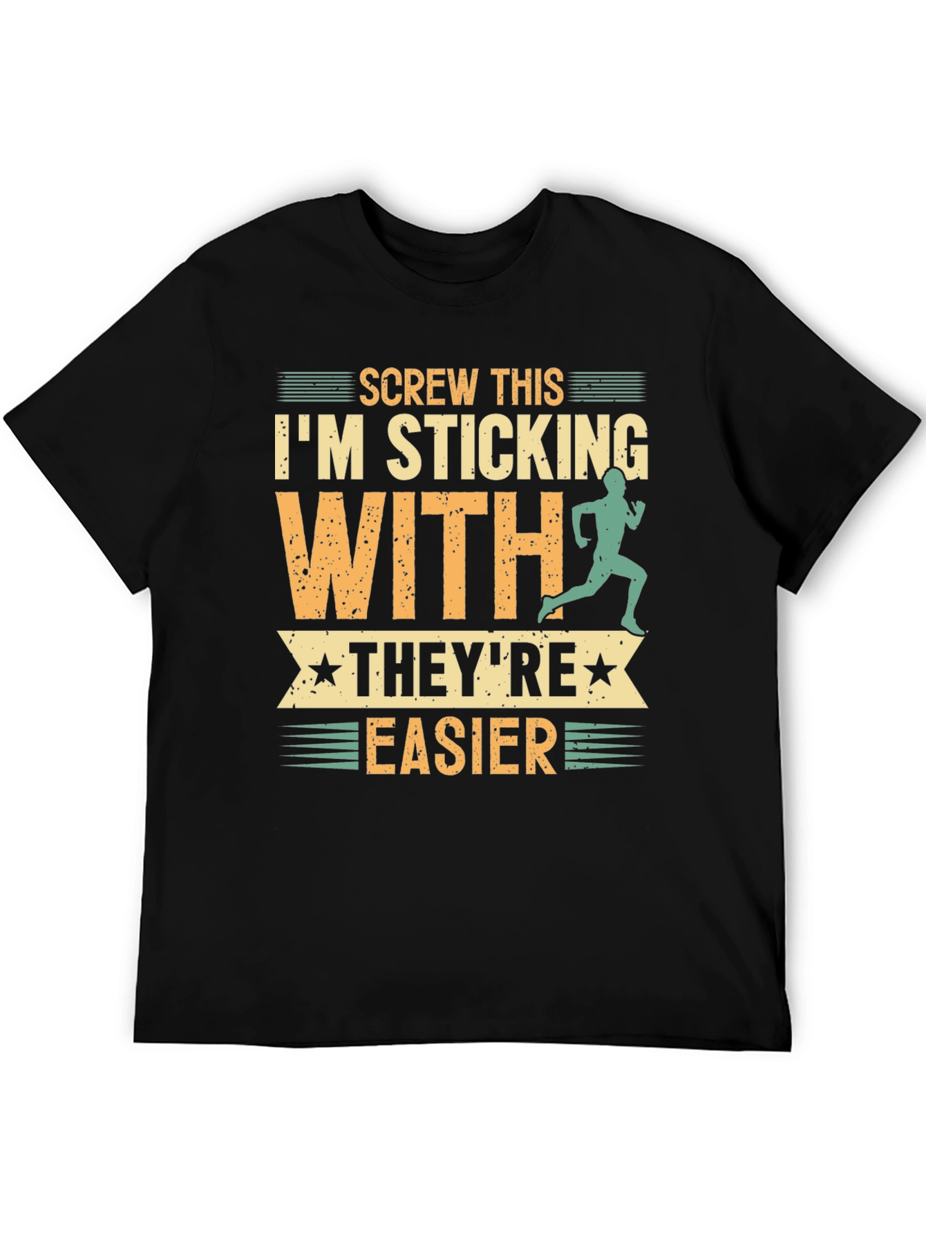 Black Funny Running T-Shirt: Screw This, They're Easier! view 5
