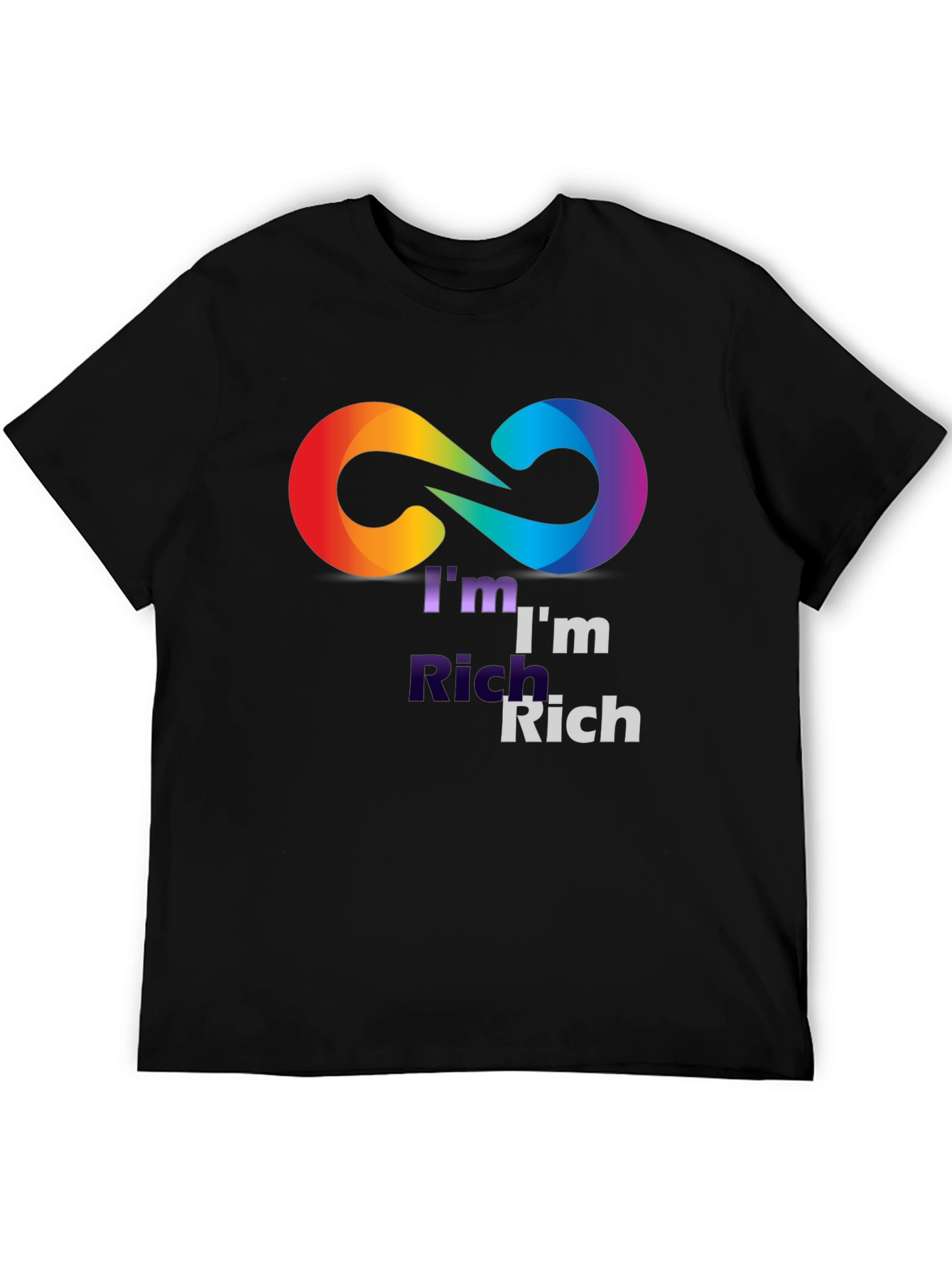 Black I'm Rich Rainbow Infinity Symbol Black T-Shirt view 5