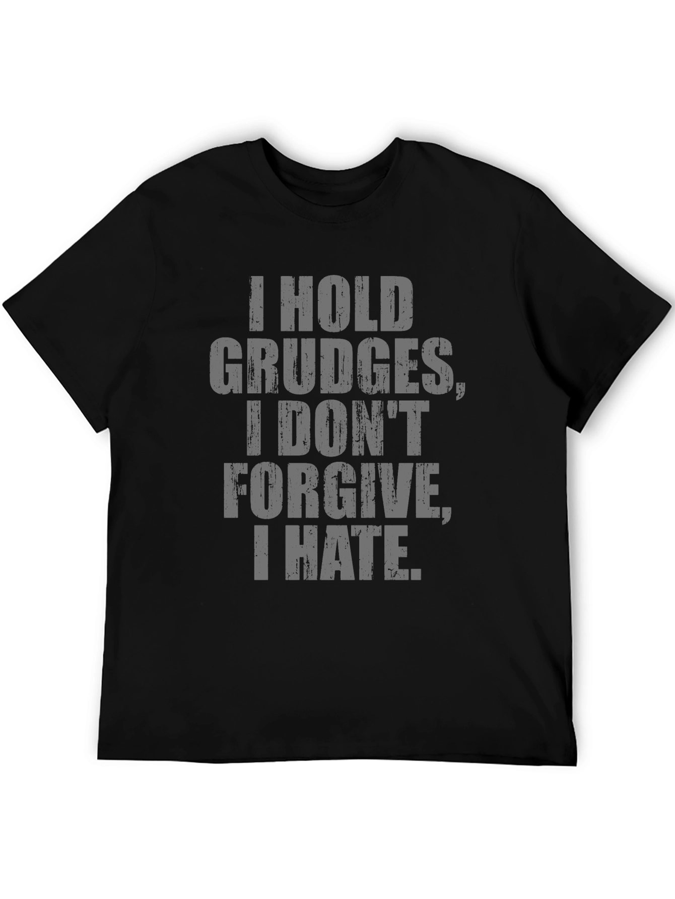 Black I Hold Grudges Slogan Tee - Men's Black T-Shirt view 5